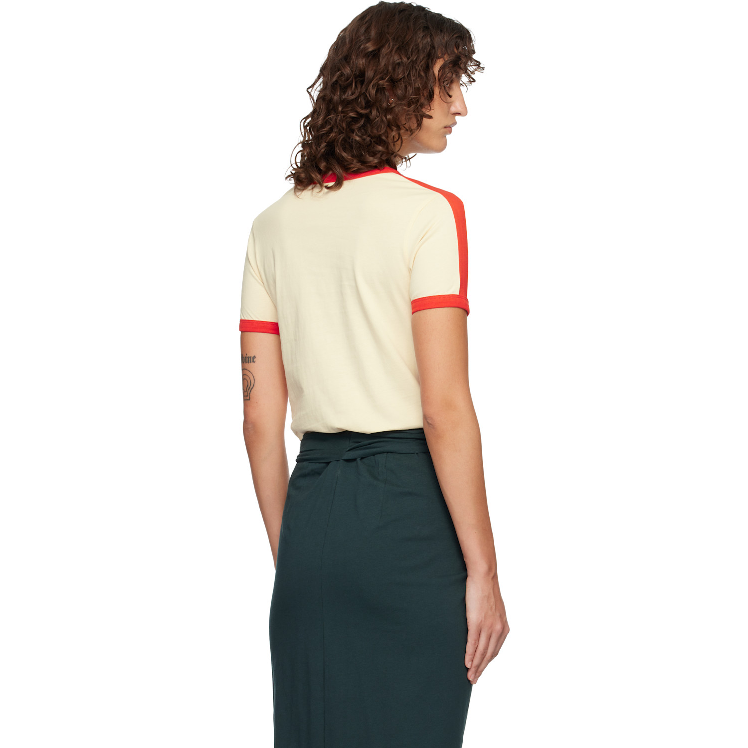  Dries Van Noten Off-white & Red Fitted Contrast T-shirt 
