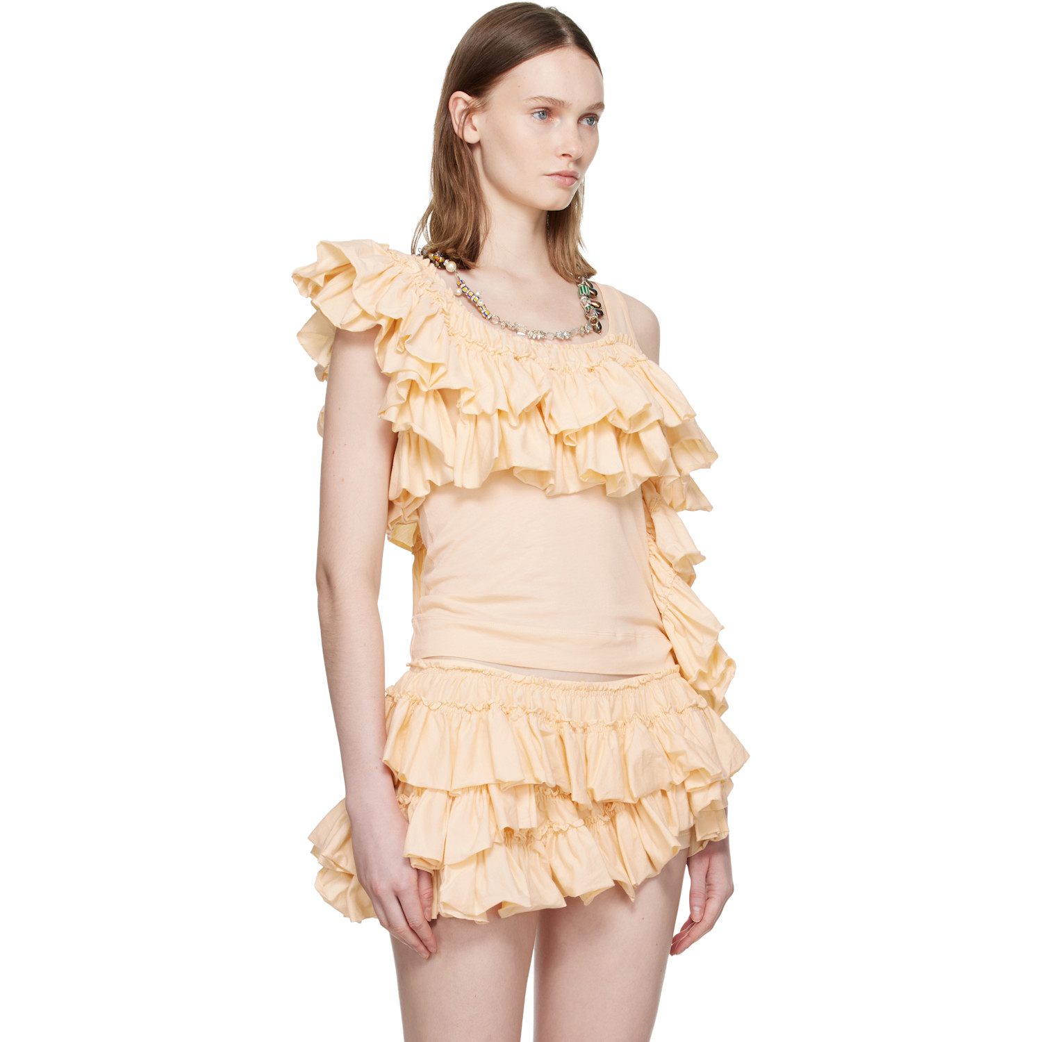  Dries Van Noten Beige Ruffled Top 