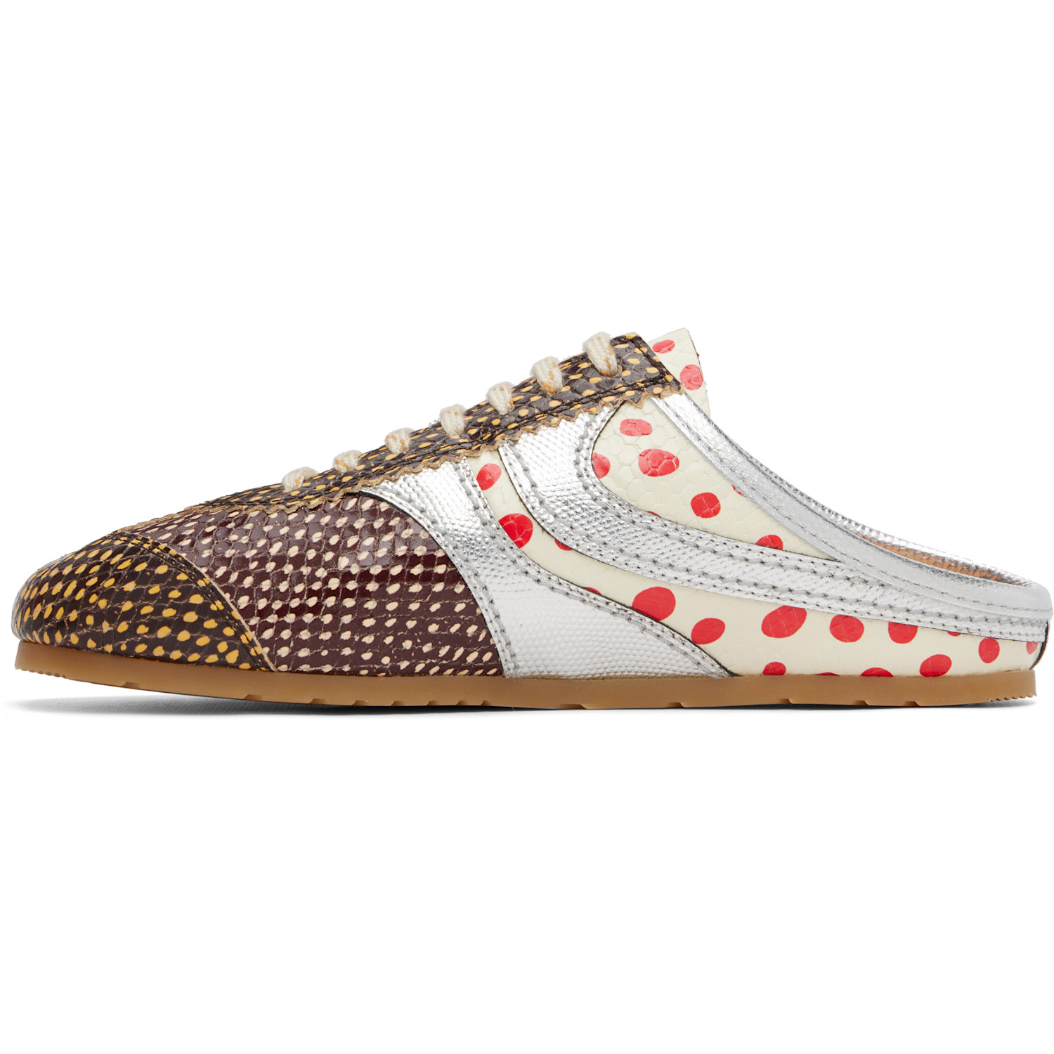  Dries Van Noten Brown & Silver Leather Mule Sneakers 