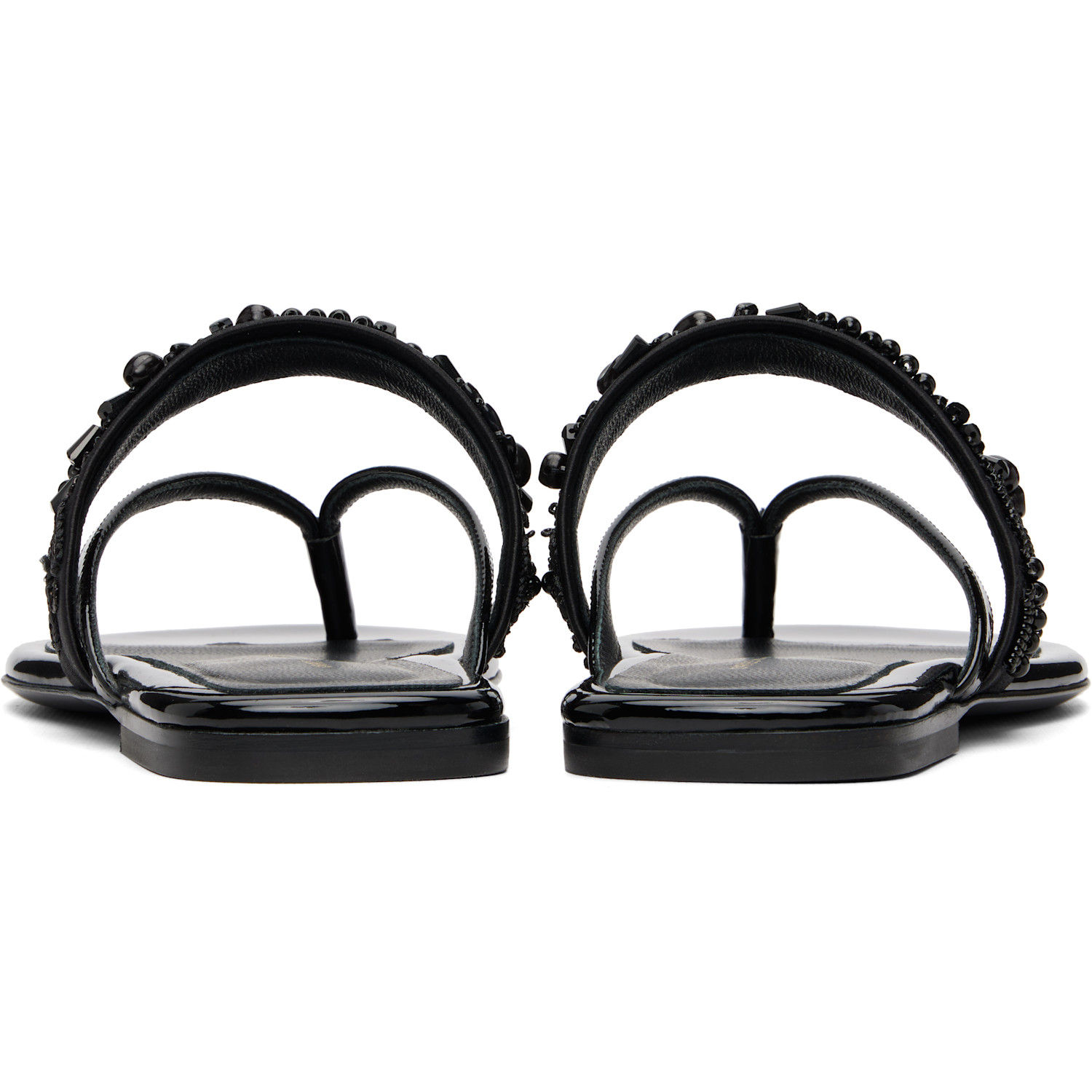 Dries Van Noten Black Embroidered Matadore Strap Flat Sandals 