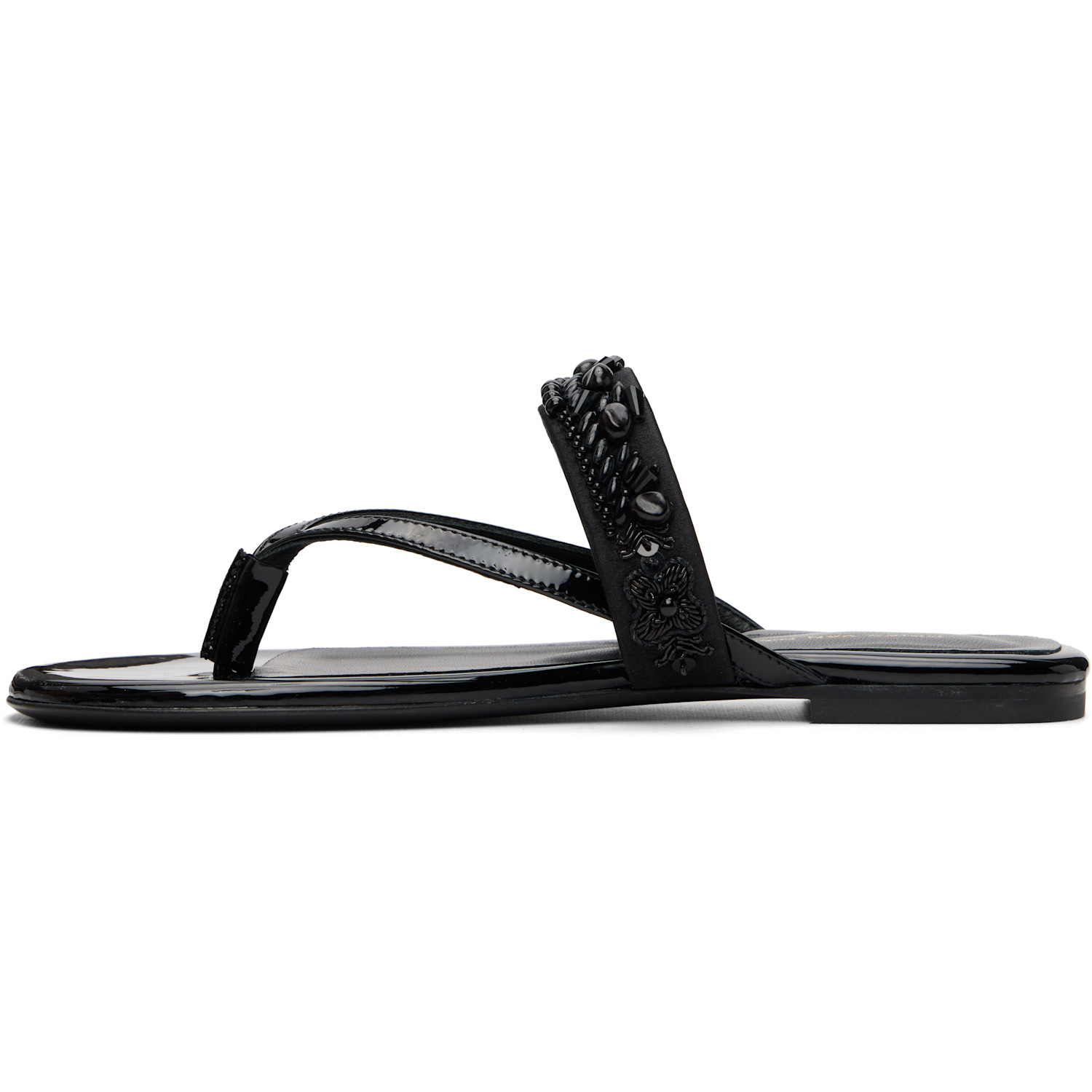 Dries Van Noten Black Embroidered Matadore Strap Flat Sandals 