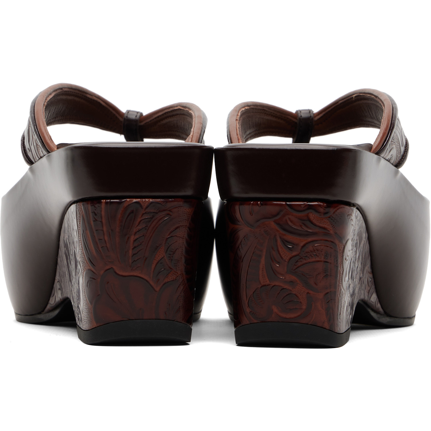  Dries Van Noten Burgundy Platform Thong Heeled Sandals 
