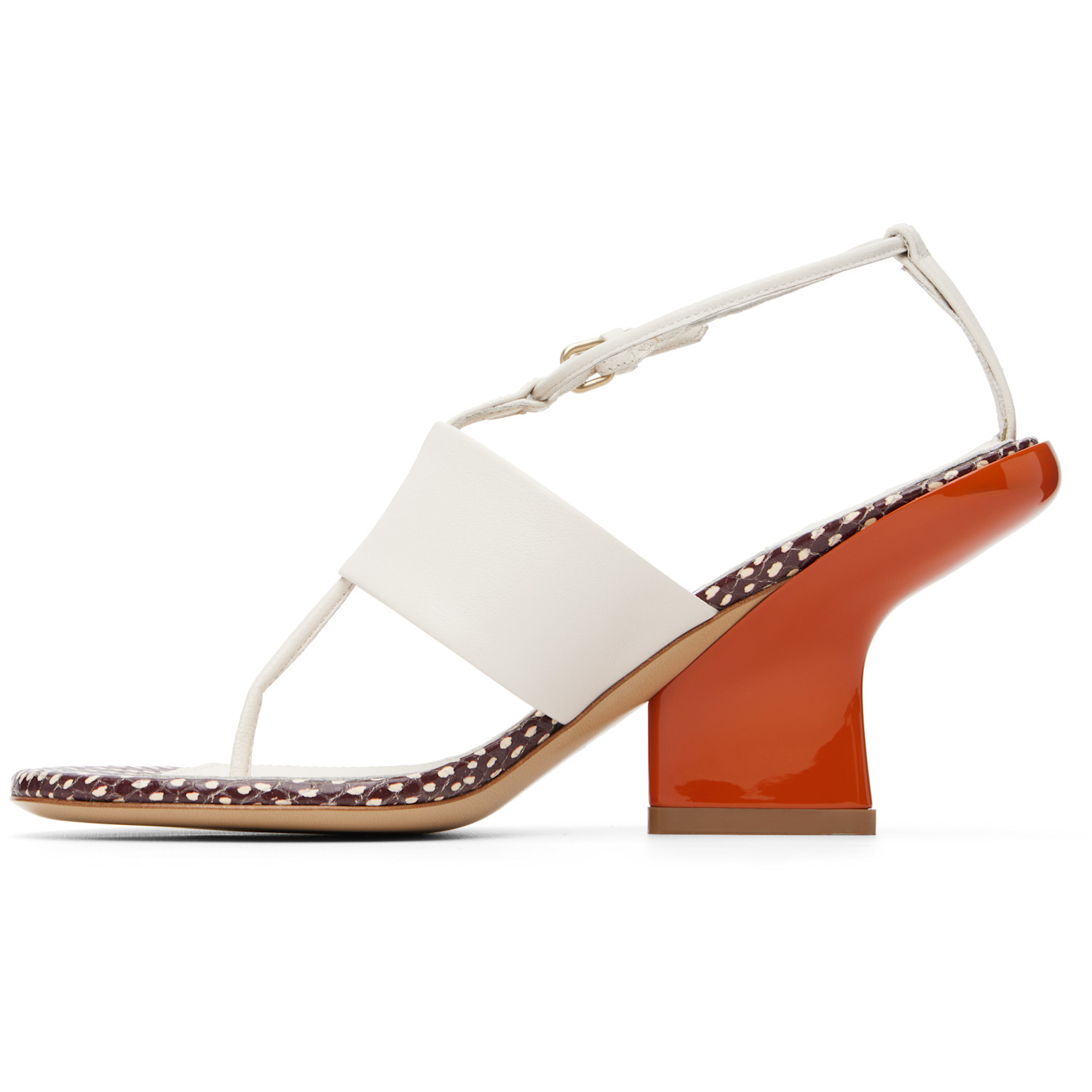  Dries Van Noten White & Orange Leather Heeled Sandals 