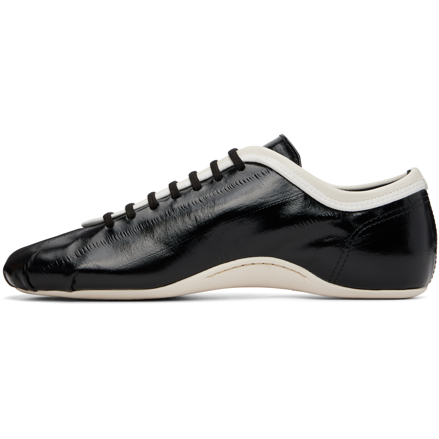  Dries Van Noten Black Leather Ballerina Sneakers 