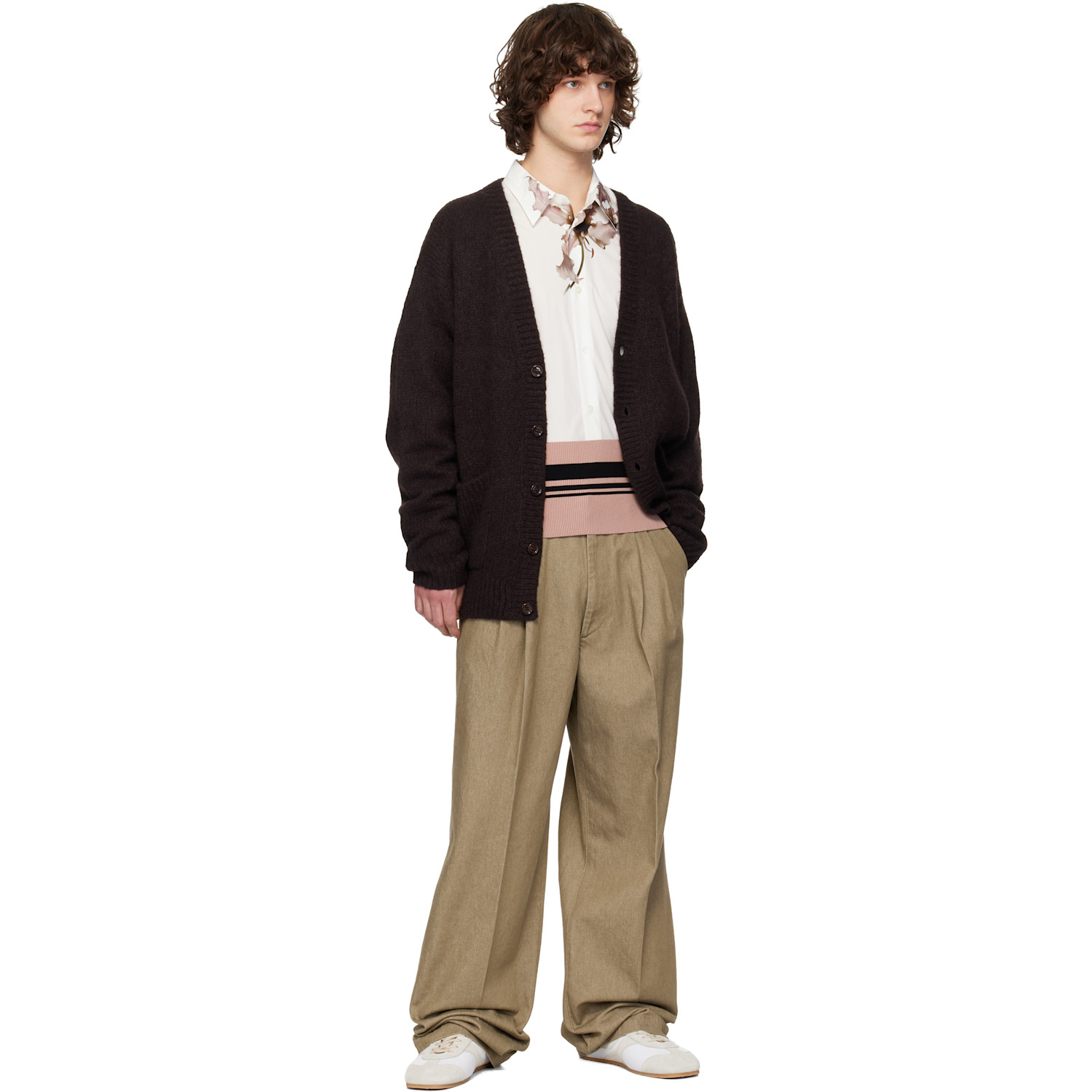  Dries Van Noten Pink Ribbed Waistband Belt 