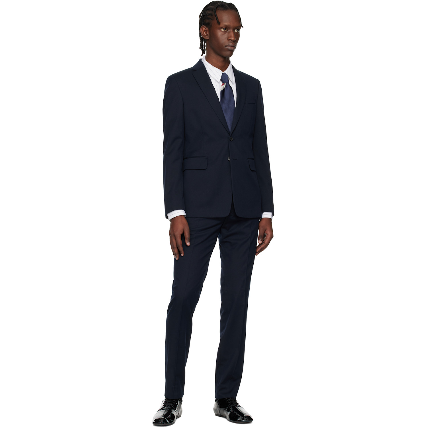  Dries Van Noten Navy Printed Silk Tie 