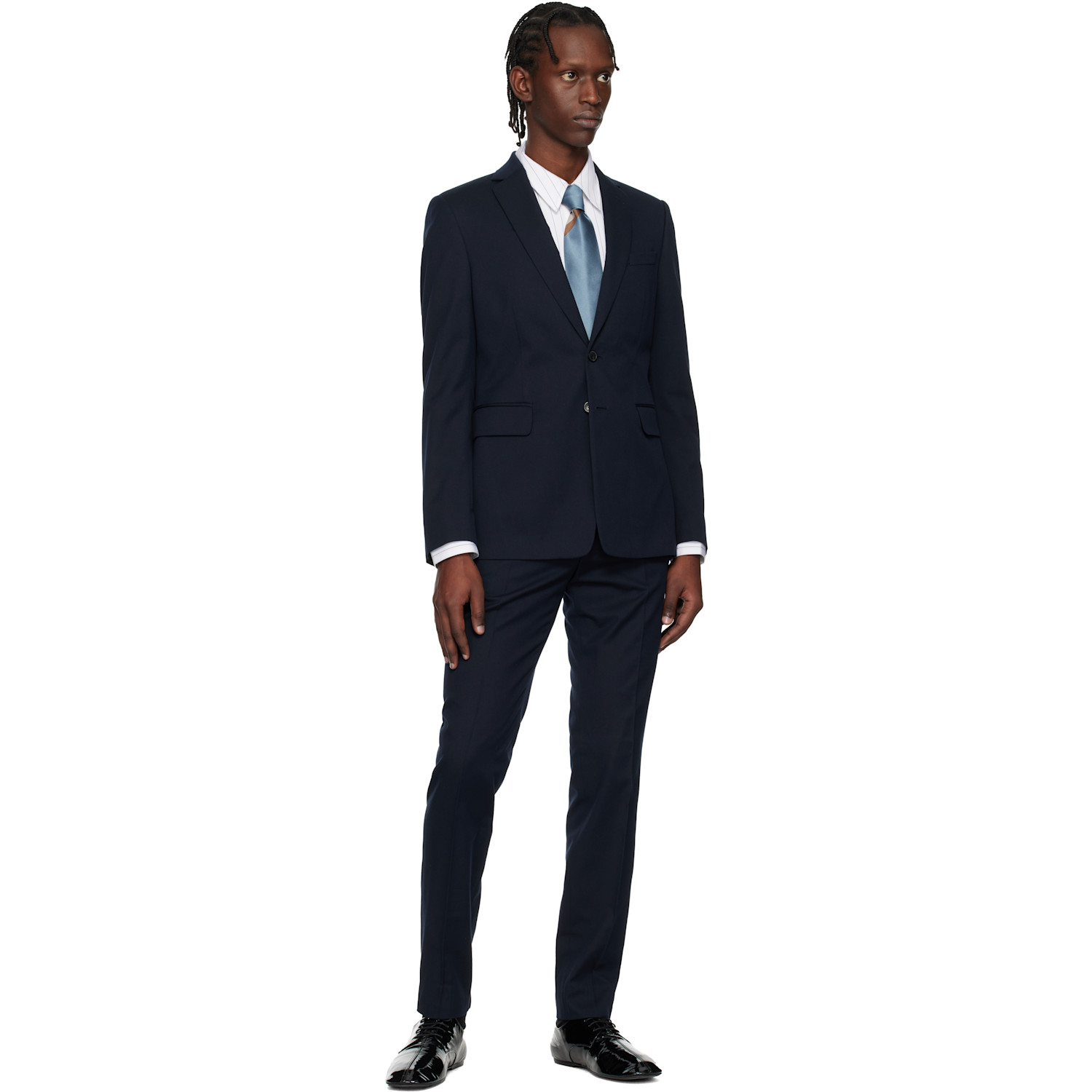  Dries Van Noten Blue Printed Silk Tie 