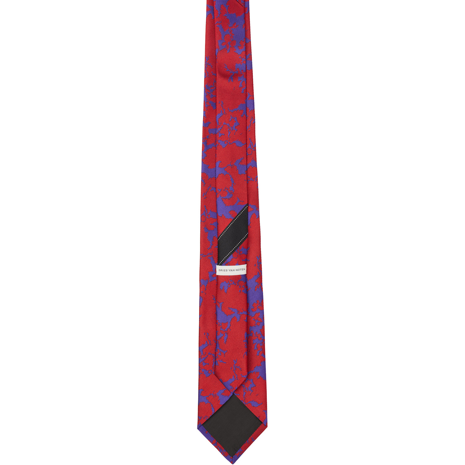  Dries Van Noten Red & Purple Printed Silk Tie 