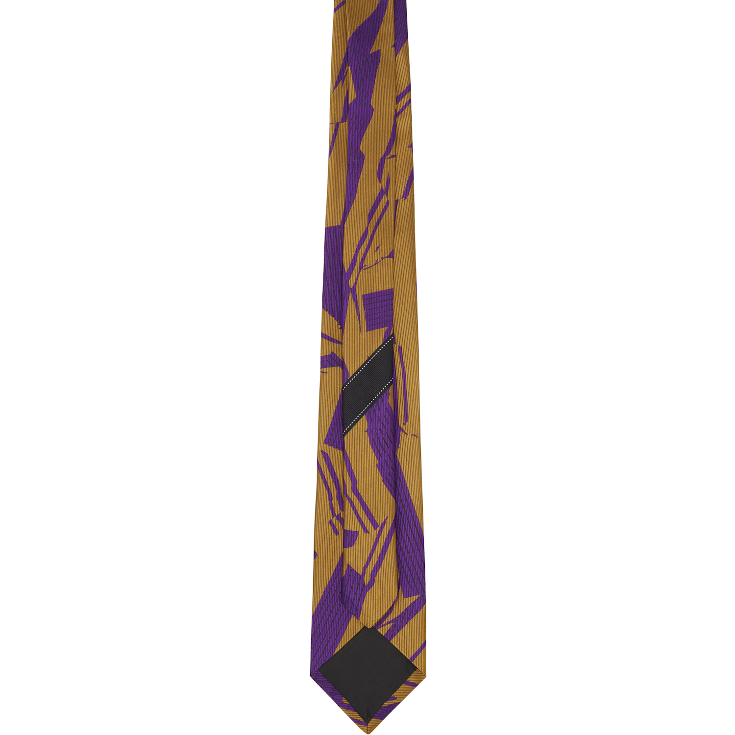  Dries Van Noten Purple & Yellow Printed Silk Tie 
