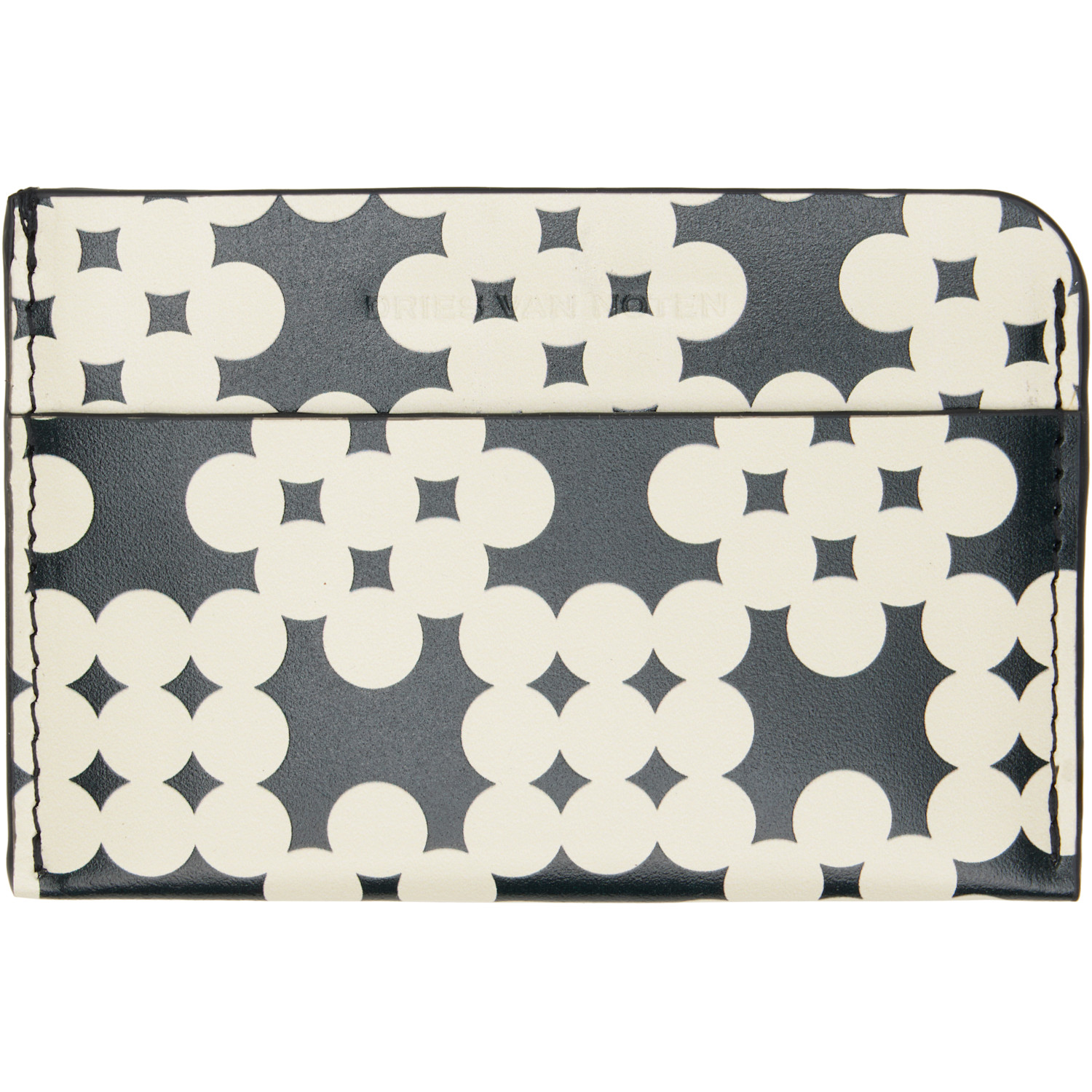 Dries Van Noten Black & Off-White Calfskin Card Holder