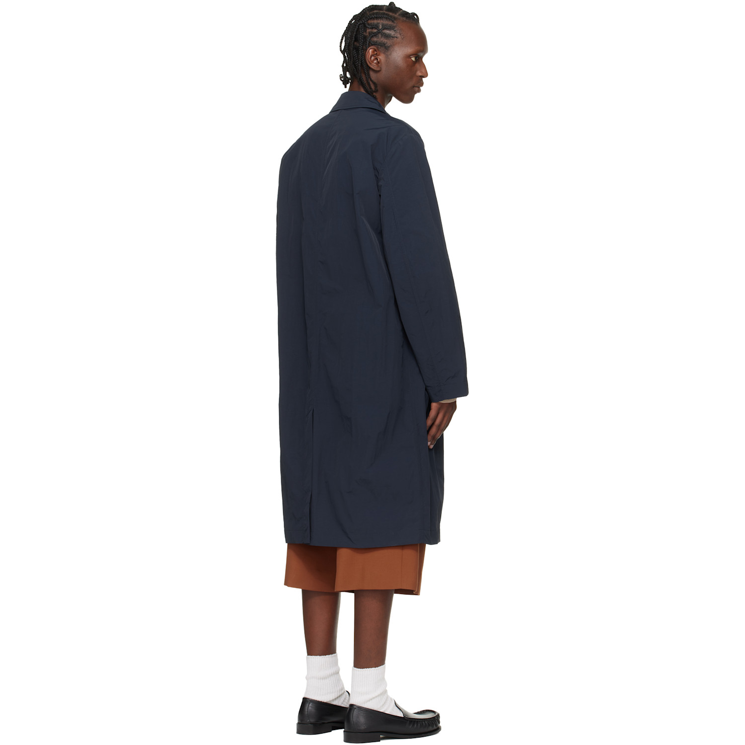  Dries Van Noten Navy Taffeta Coat 