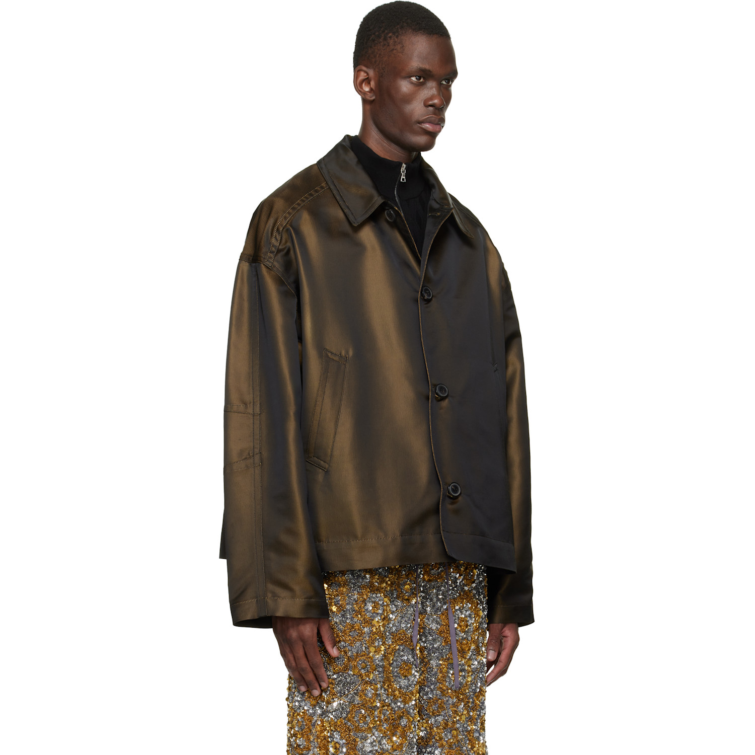  Dries Van Noten Brown Dropped Shoulder Jacket 