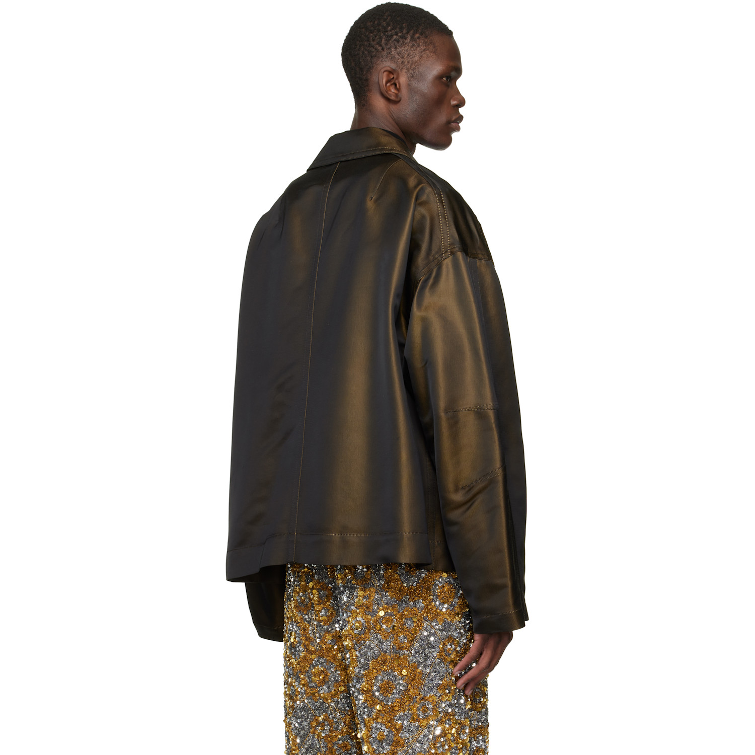  Dries Van Noten Brown Dropped Shoulder Jacket 