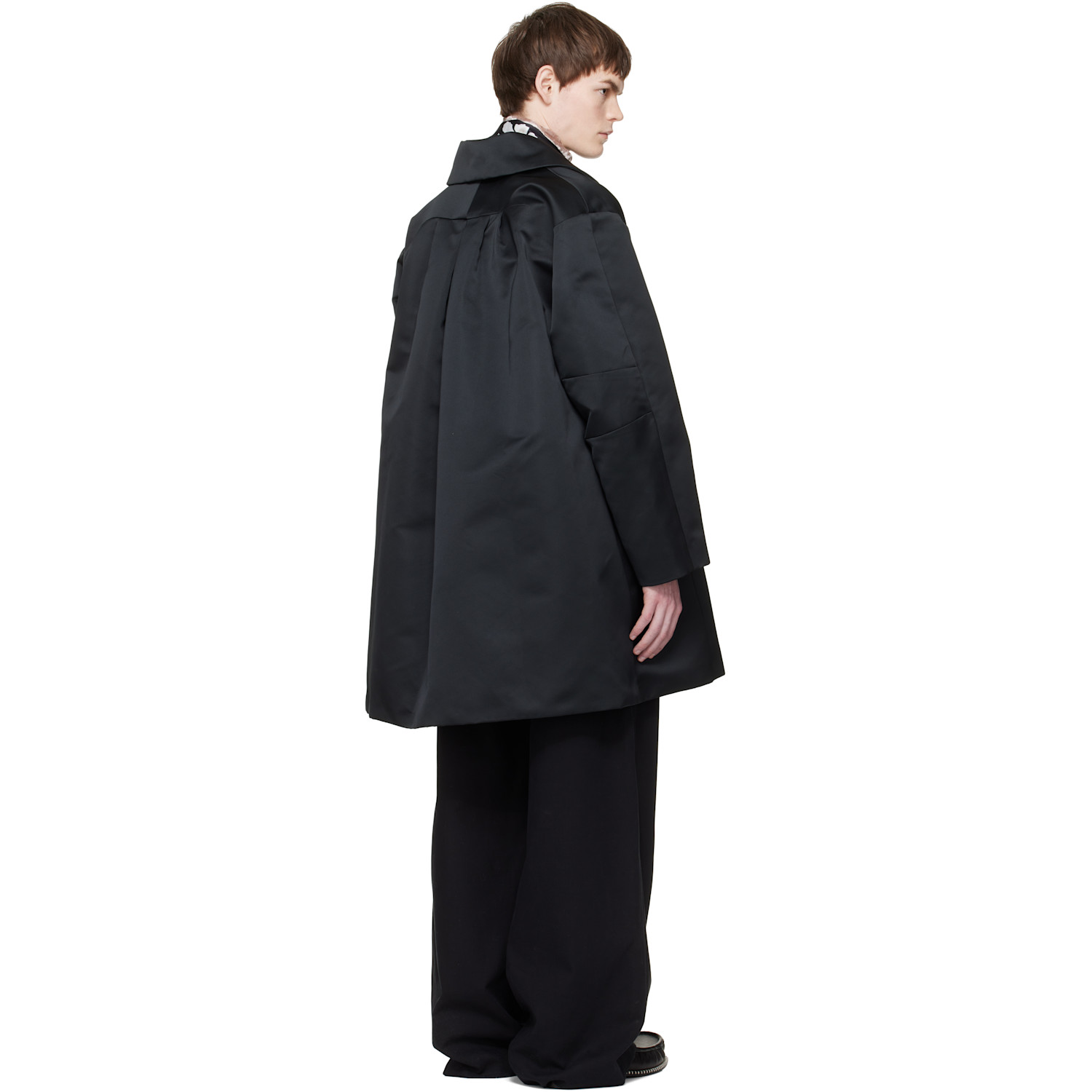  Dries Van Noten Black Satin Coat 