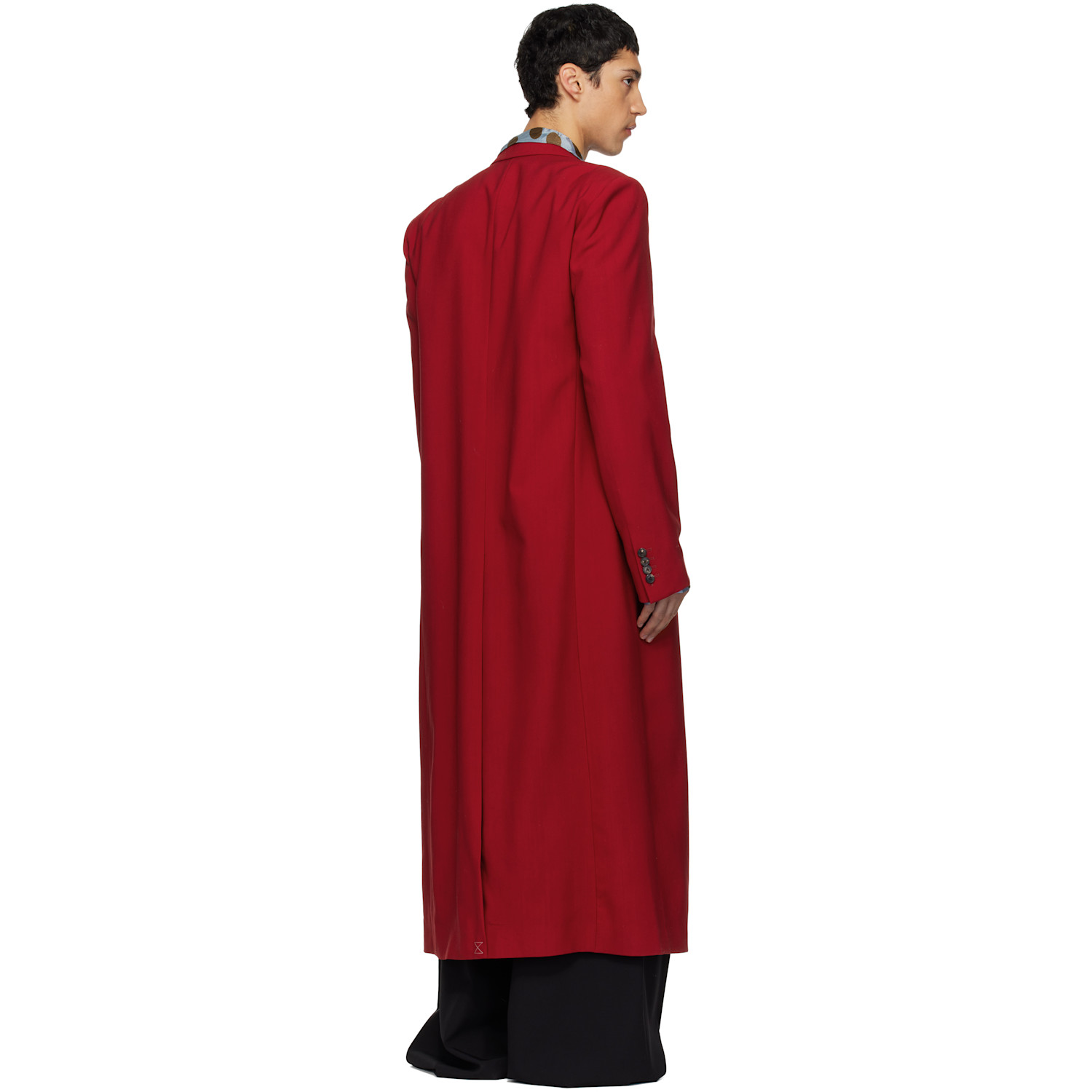  Dries Van Noten Red Wool Long Coat 