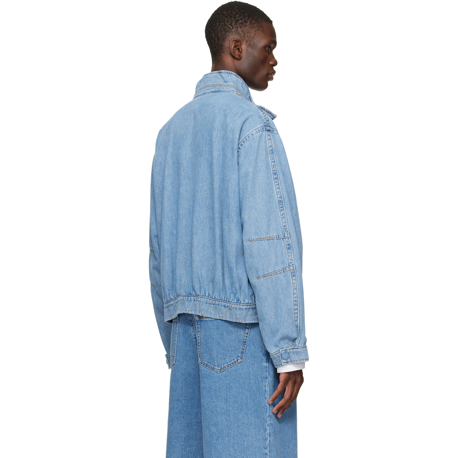  Dries Van Noten Blue Zip Denim Jacket 