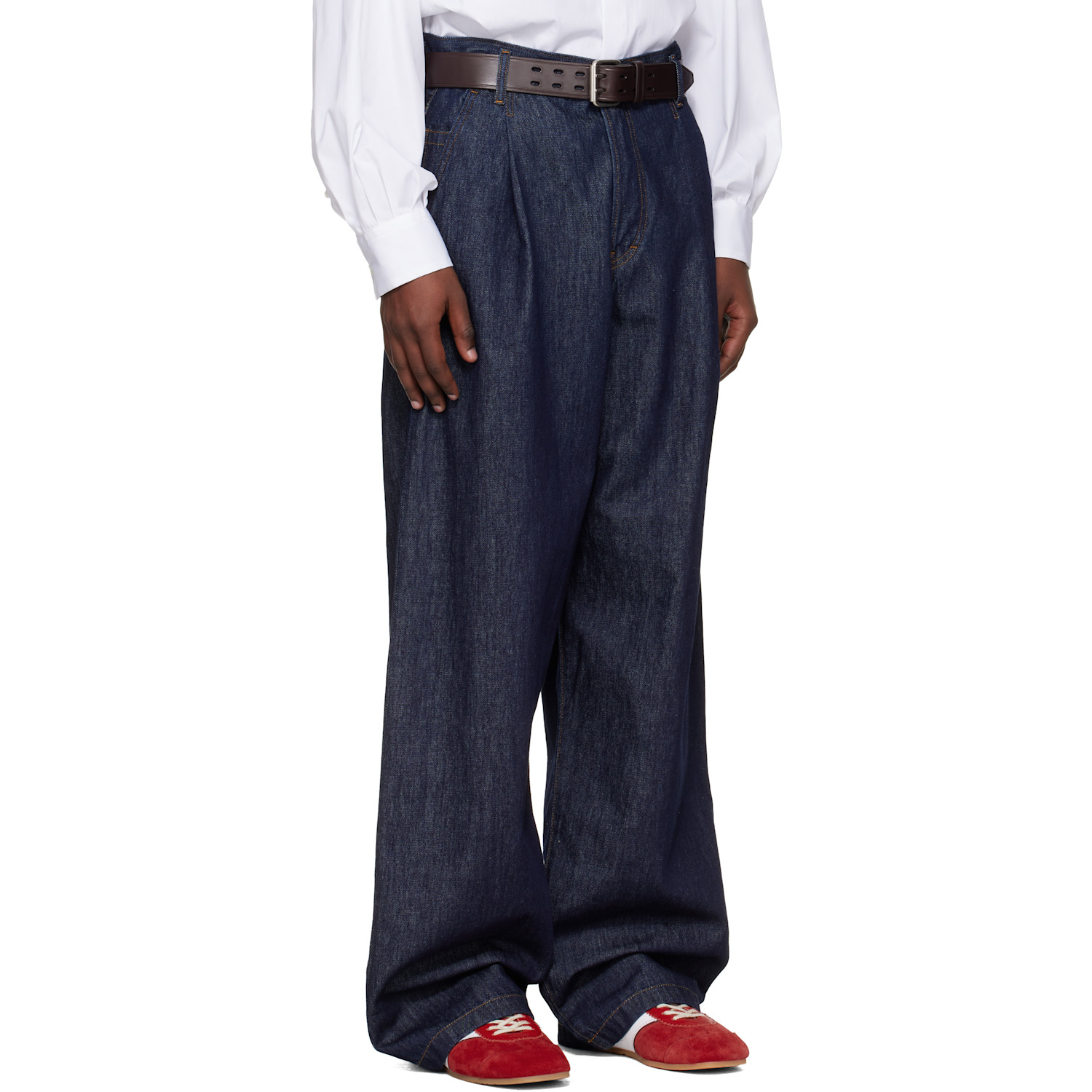  Dries Van Noten Navy Pleated Jeans 