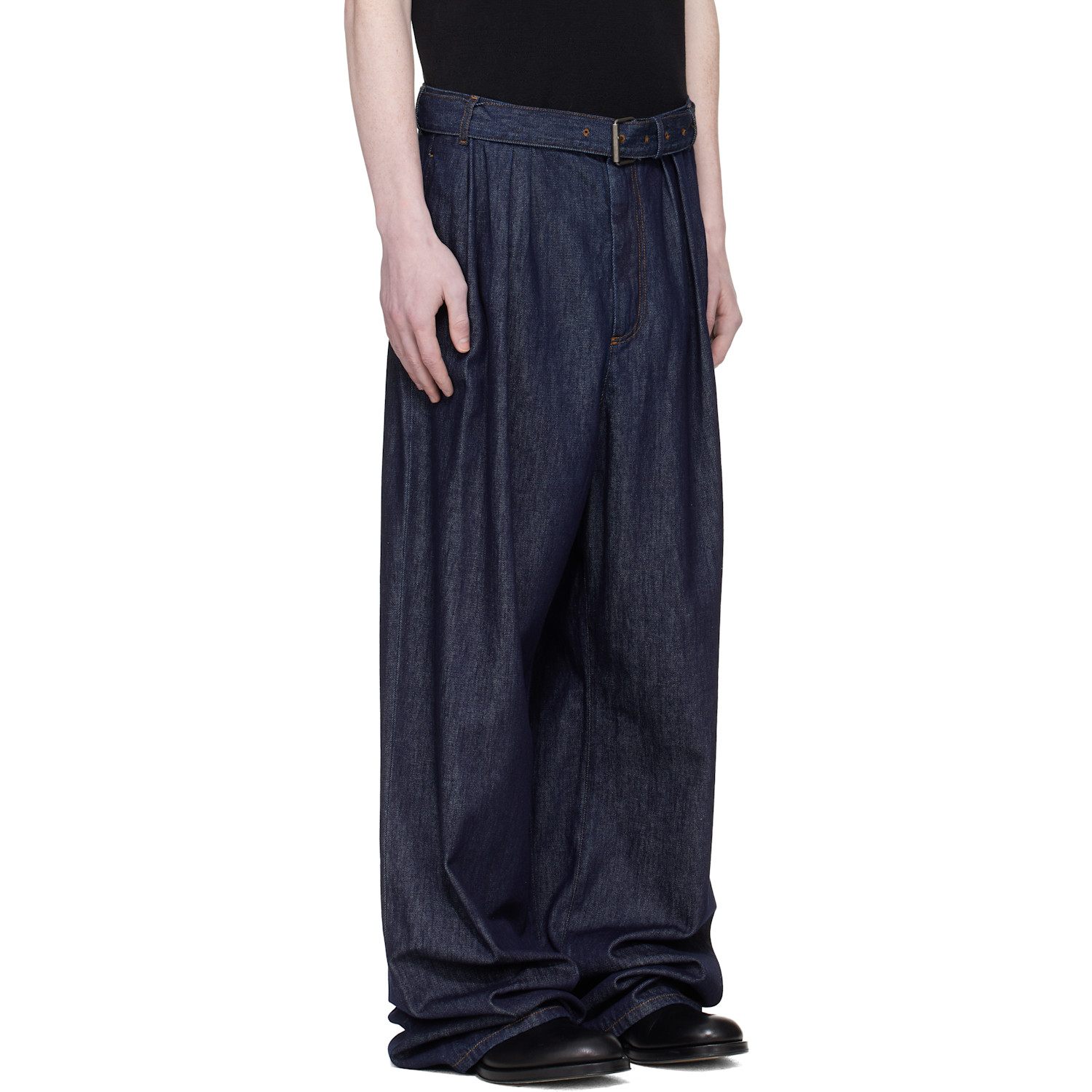  Dries Van Noten Navy Pleated Jeans 