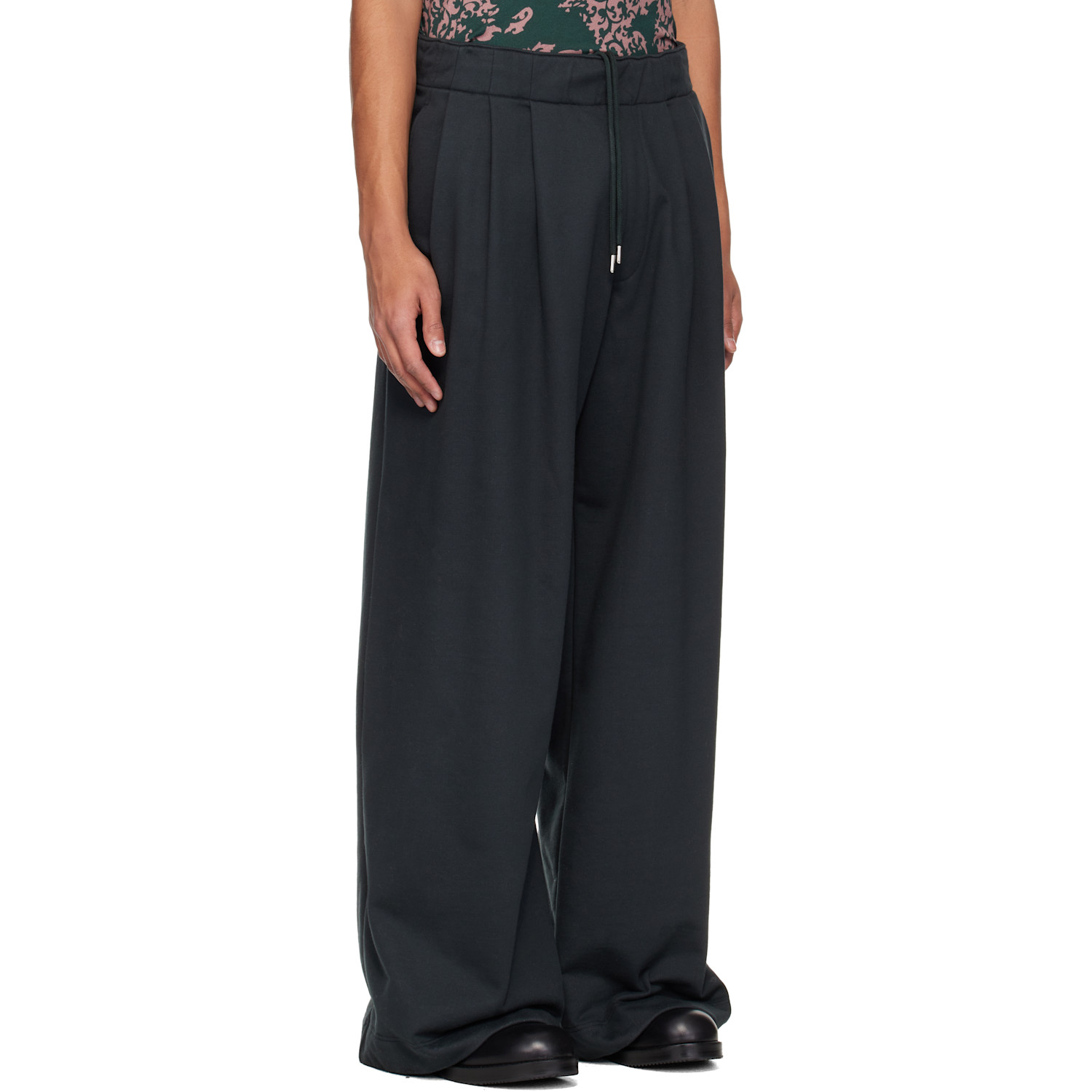  Dries Van Noten Black Pleated Sweatpants 