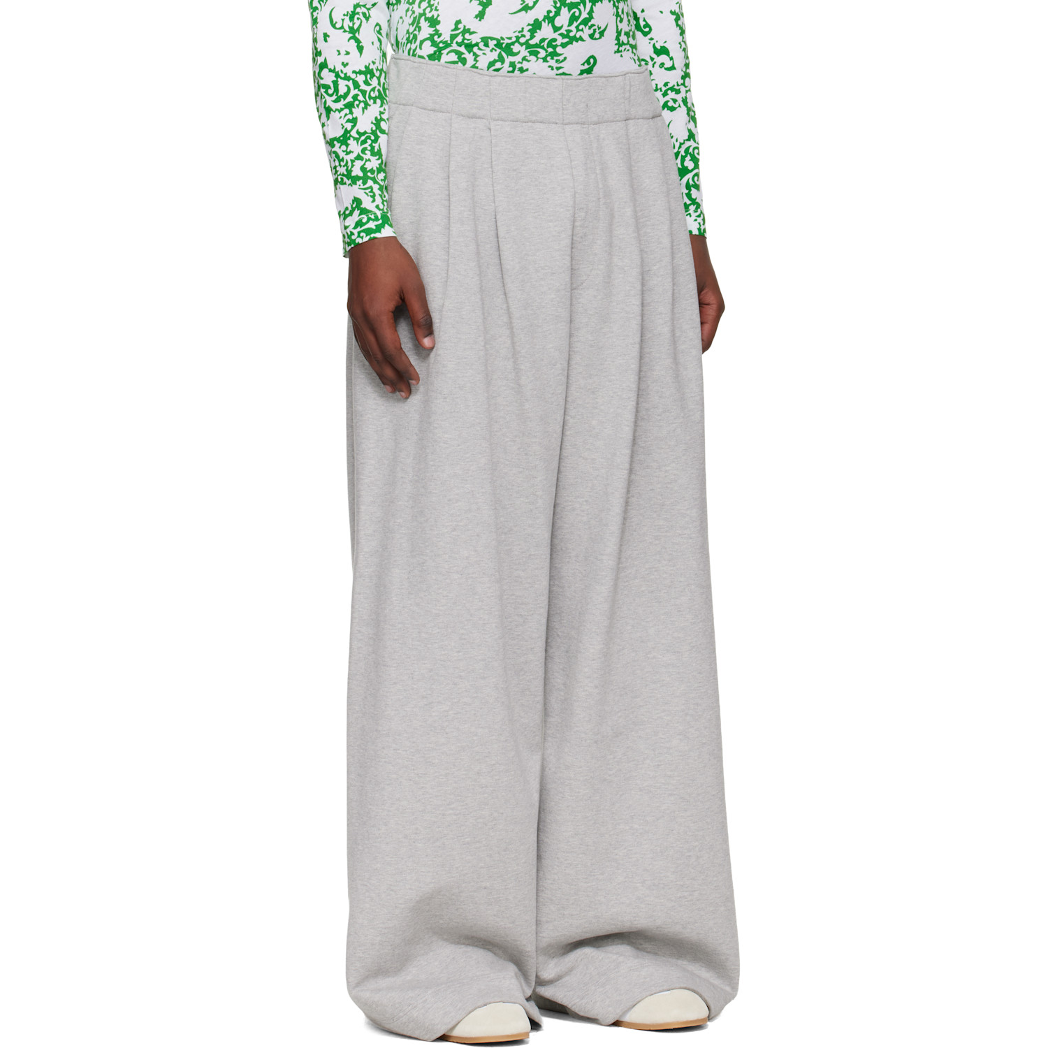  Dries Van Noten Gray Pleated Sweatpants 