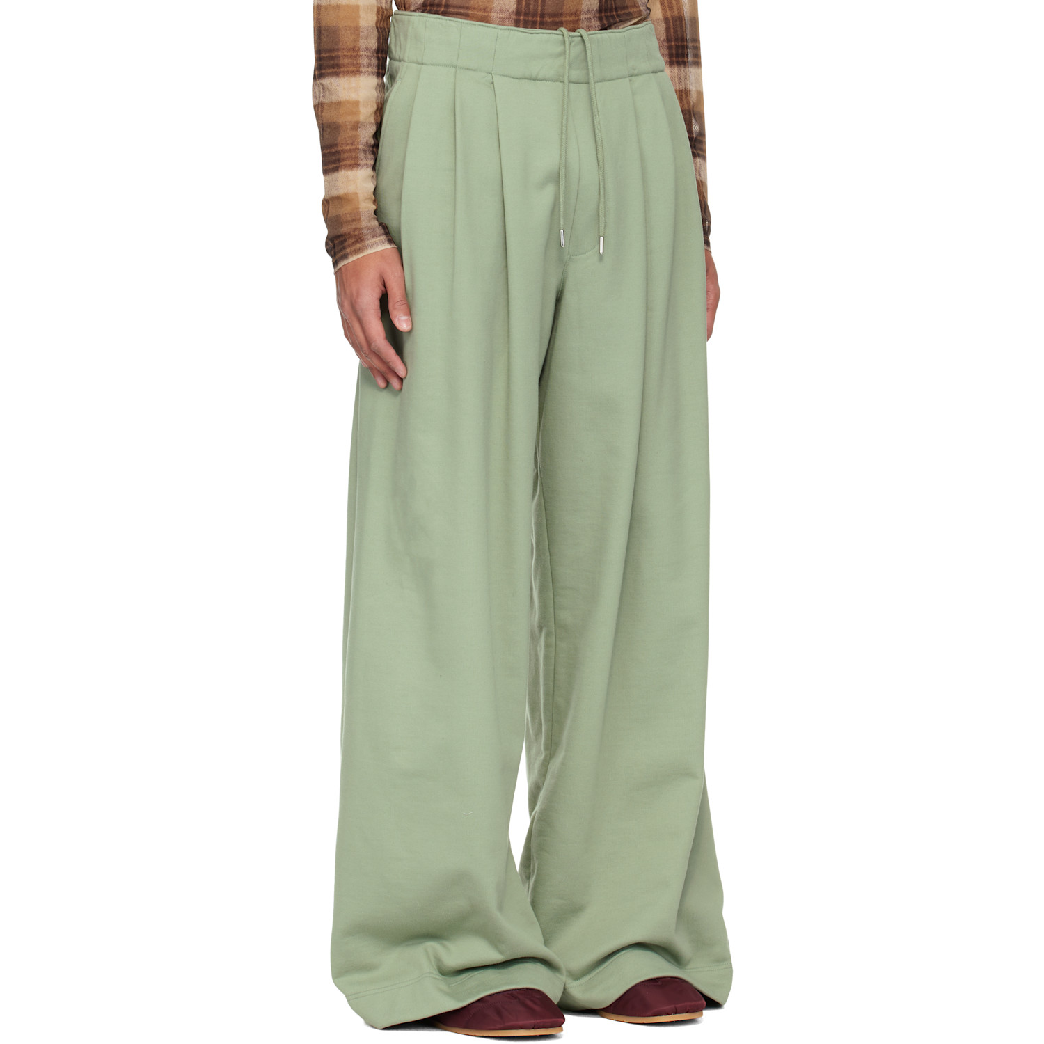  Dries Van Noten Green Pleated Sweatpants 