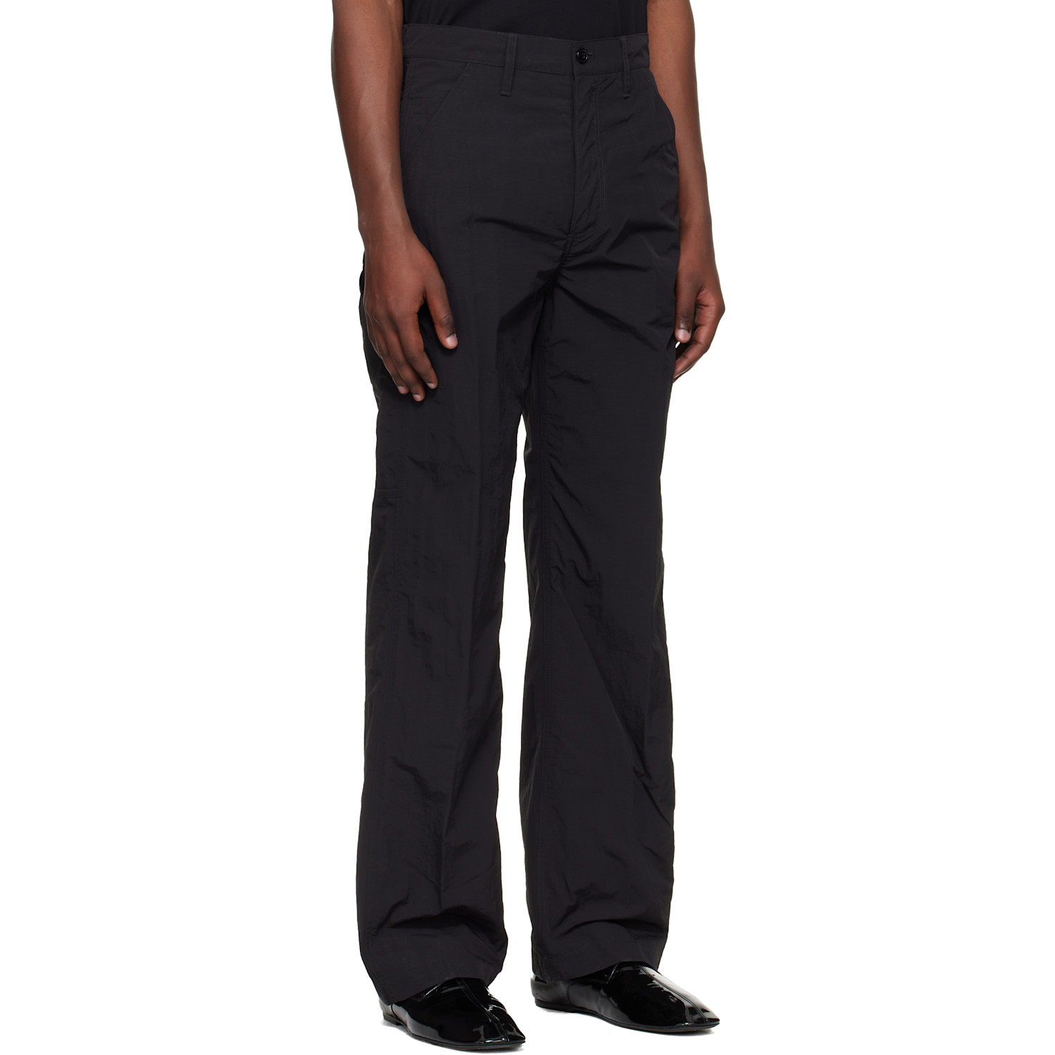  Dries Van Noten Black Crinkle Cargo Pants 