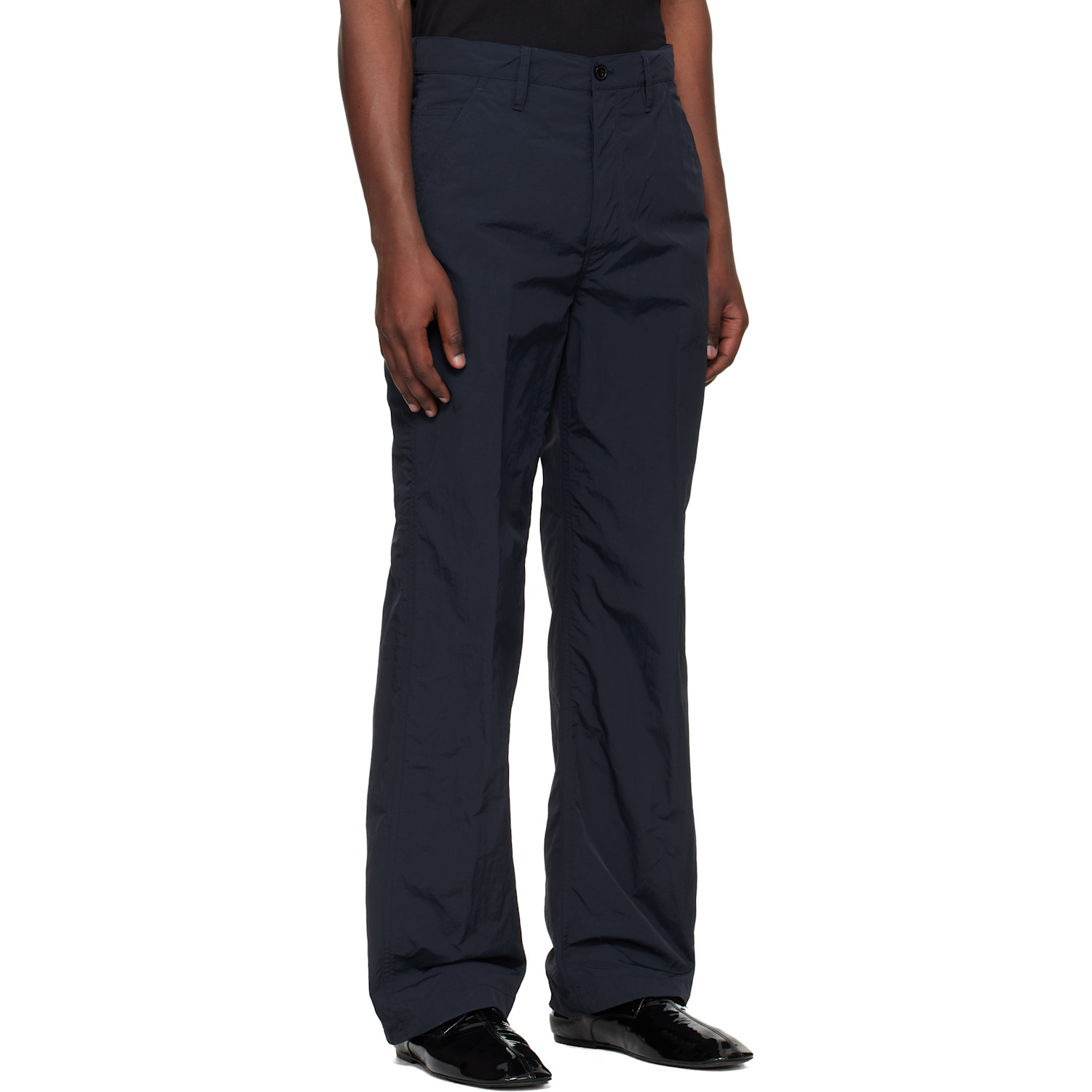  Dries Van Noten Navy Crinkle Cargo Pants 