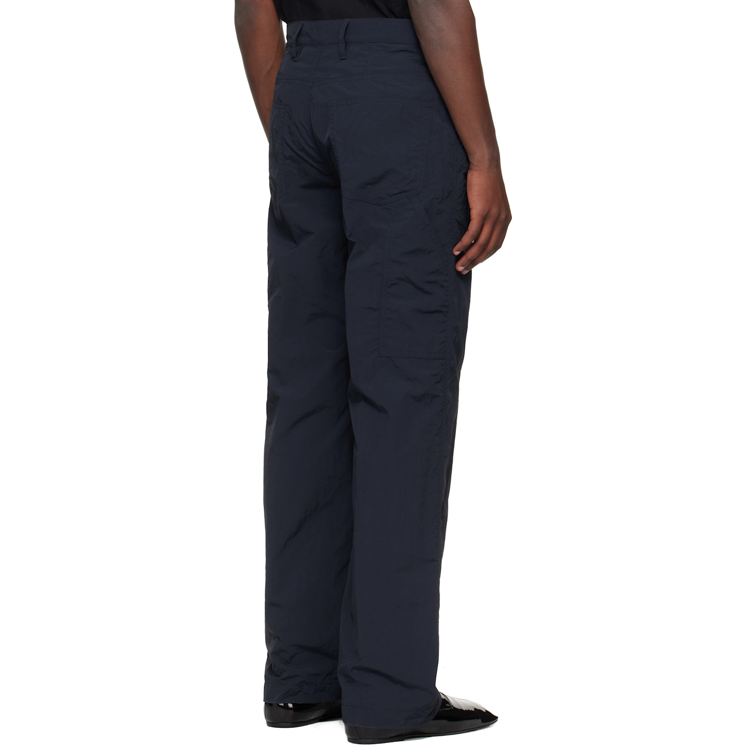  Dries Van Noten Navy Crinkle Cargo Pants 