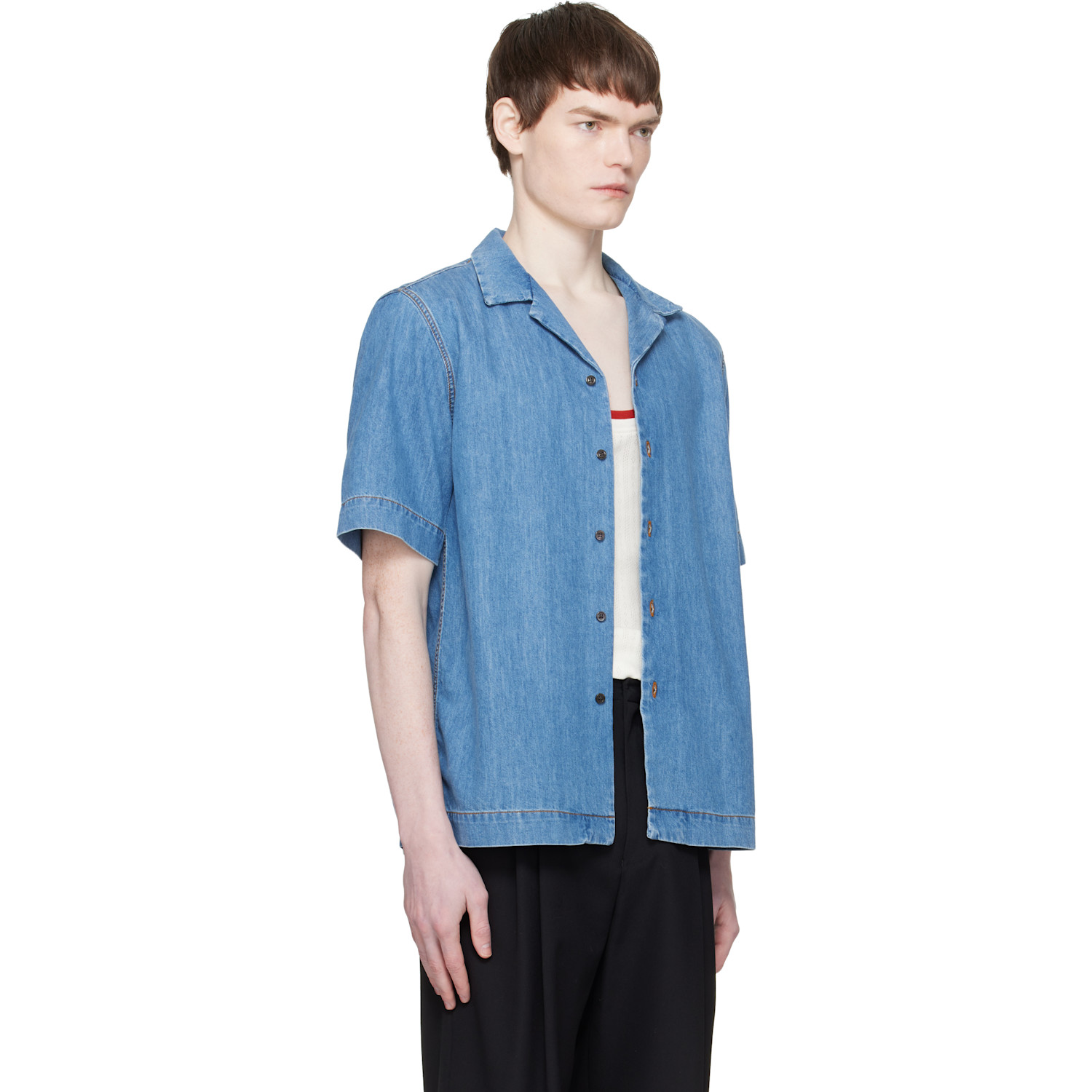  Dries Van Noten Blue Short-sleeve Denim Shirt 