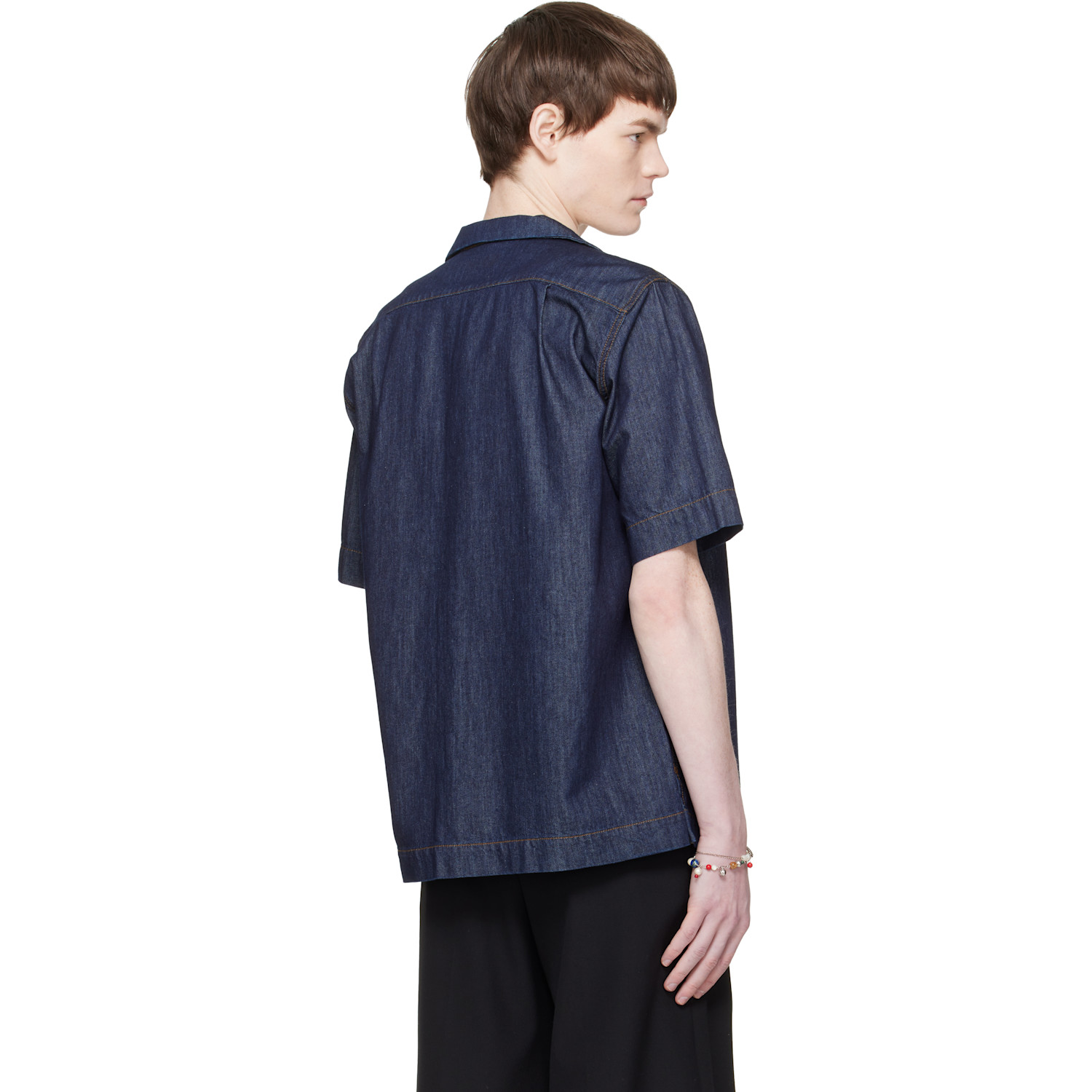  Dries Van Noten Navy Short-sleeve Denim Shirt 