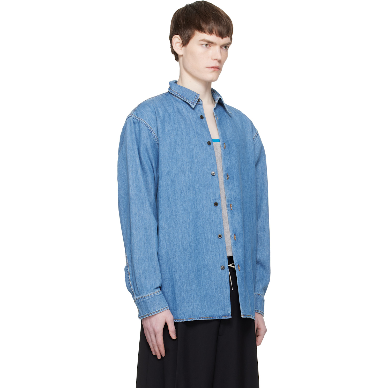  Dries Van Noten Blue Denim Shirt 