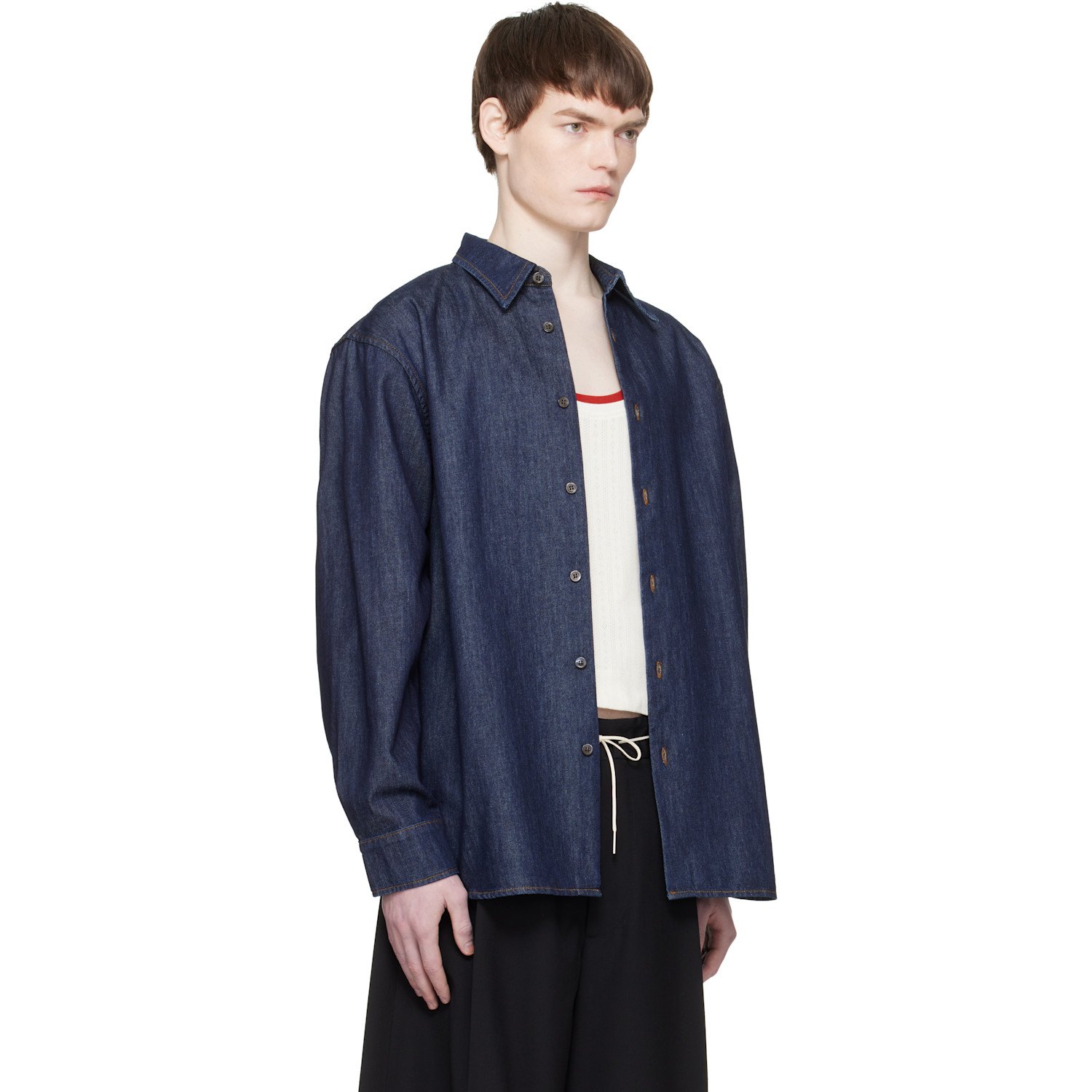  Dries Van Noten Navy Denim Shirt 