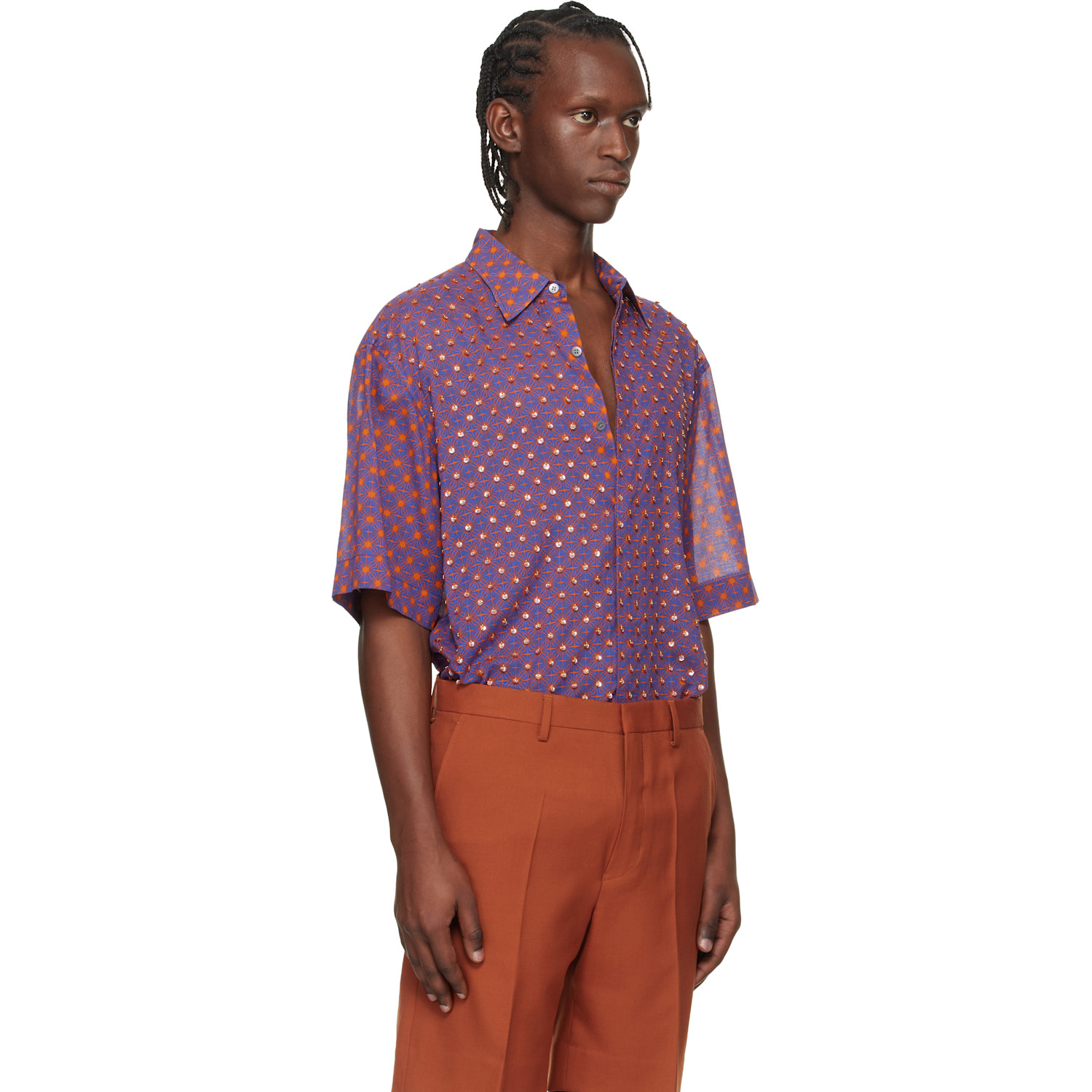  Dries Van Noten Purple Sequinned Shirt 