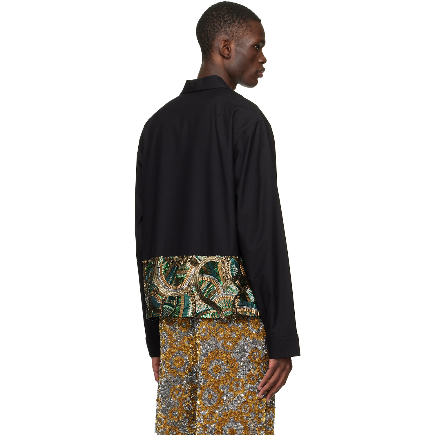  Dries Van Noten Black Sequinned Shirt 