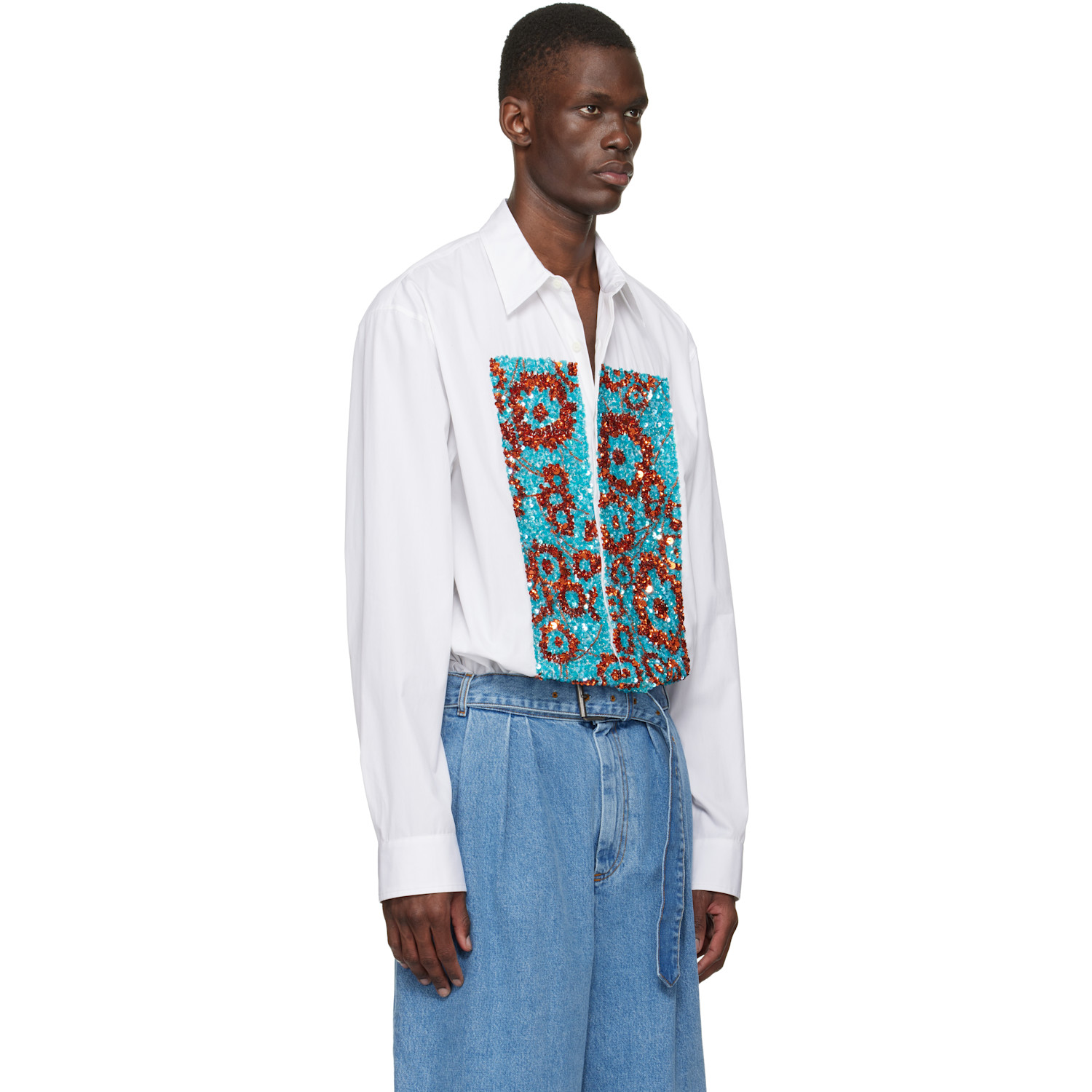  Dries Van Noten White Sequinned Shirt 