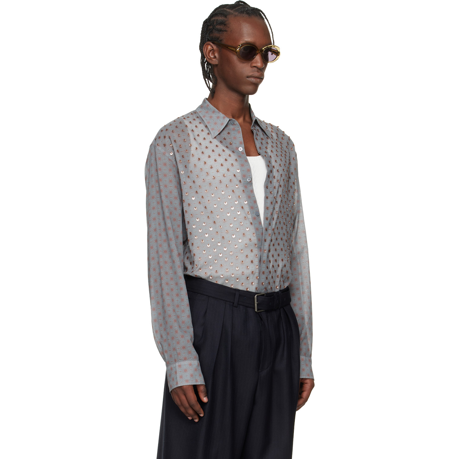  Dries Van Noten Gray Sequinned Shirt 