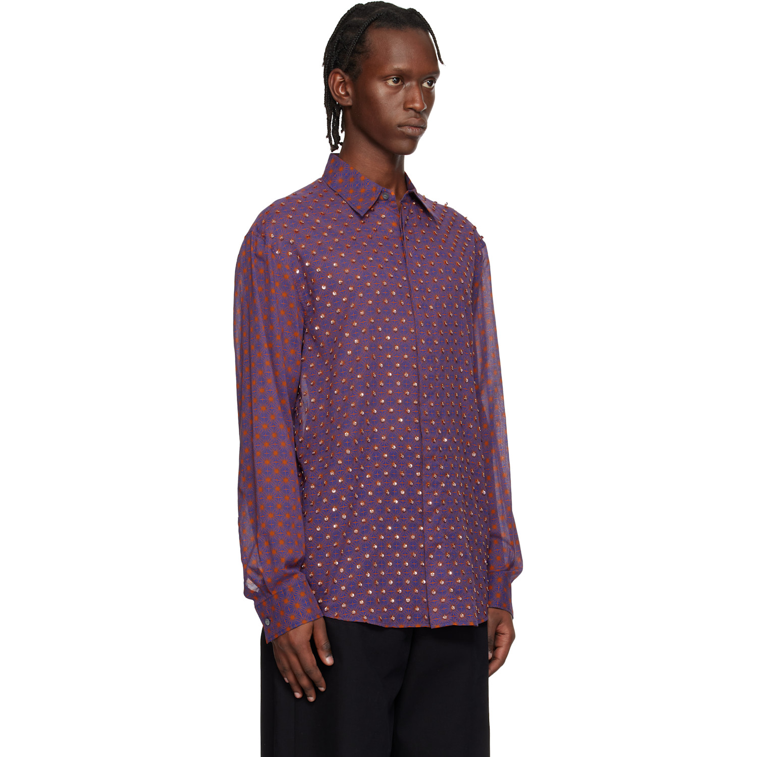  Dries Van Noten Purple Sequinned Shirt 