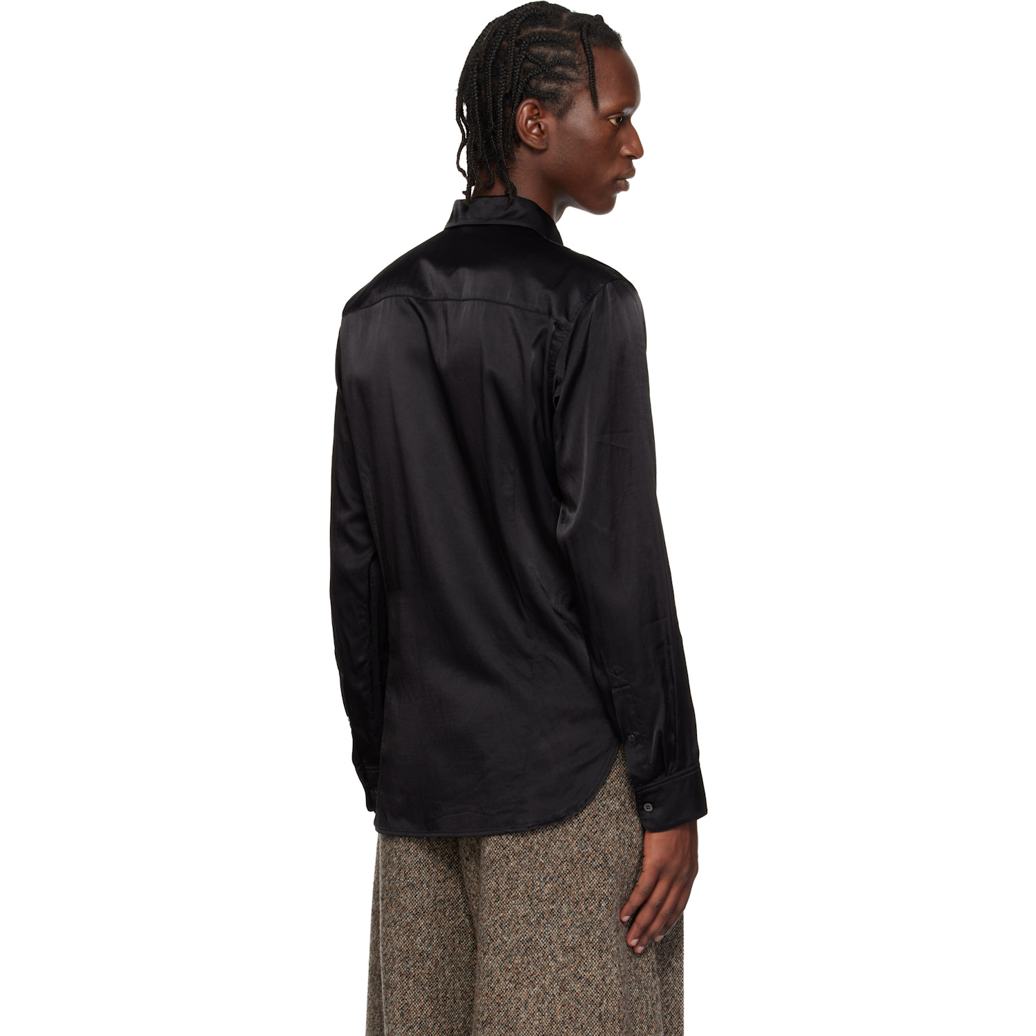  Dries Van Noten Black Satin Shirt 