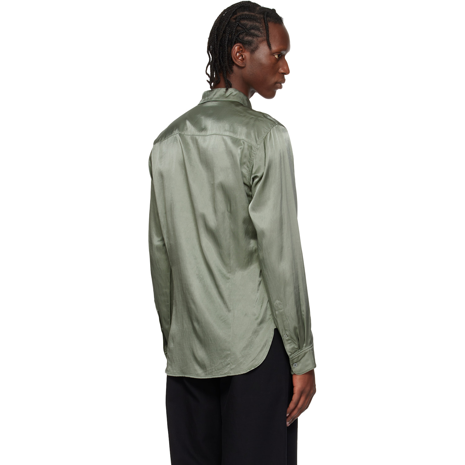  Dries Van Noten Green Satin Shirt 