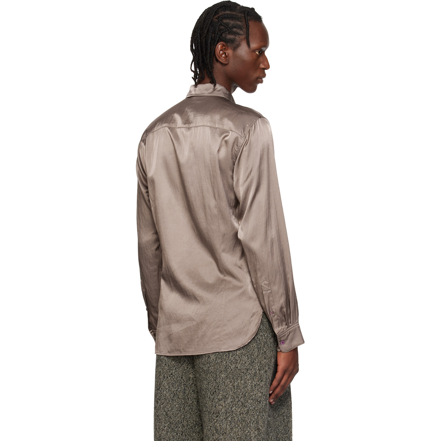  Dries Van Noten Taupe Satin Shirt 