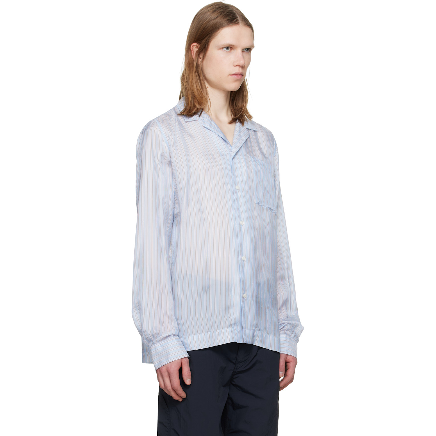  Dries Van Noten Blue Semi-sheer Shirt 