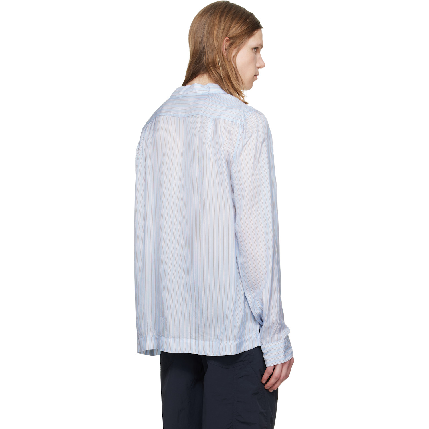  Dries Van Noten Blue Semi-sheer Shirt 
