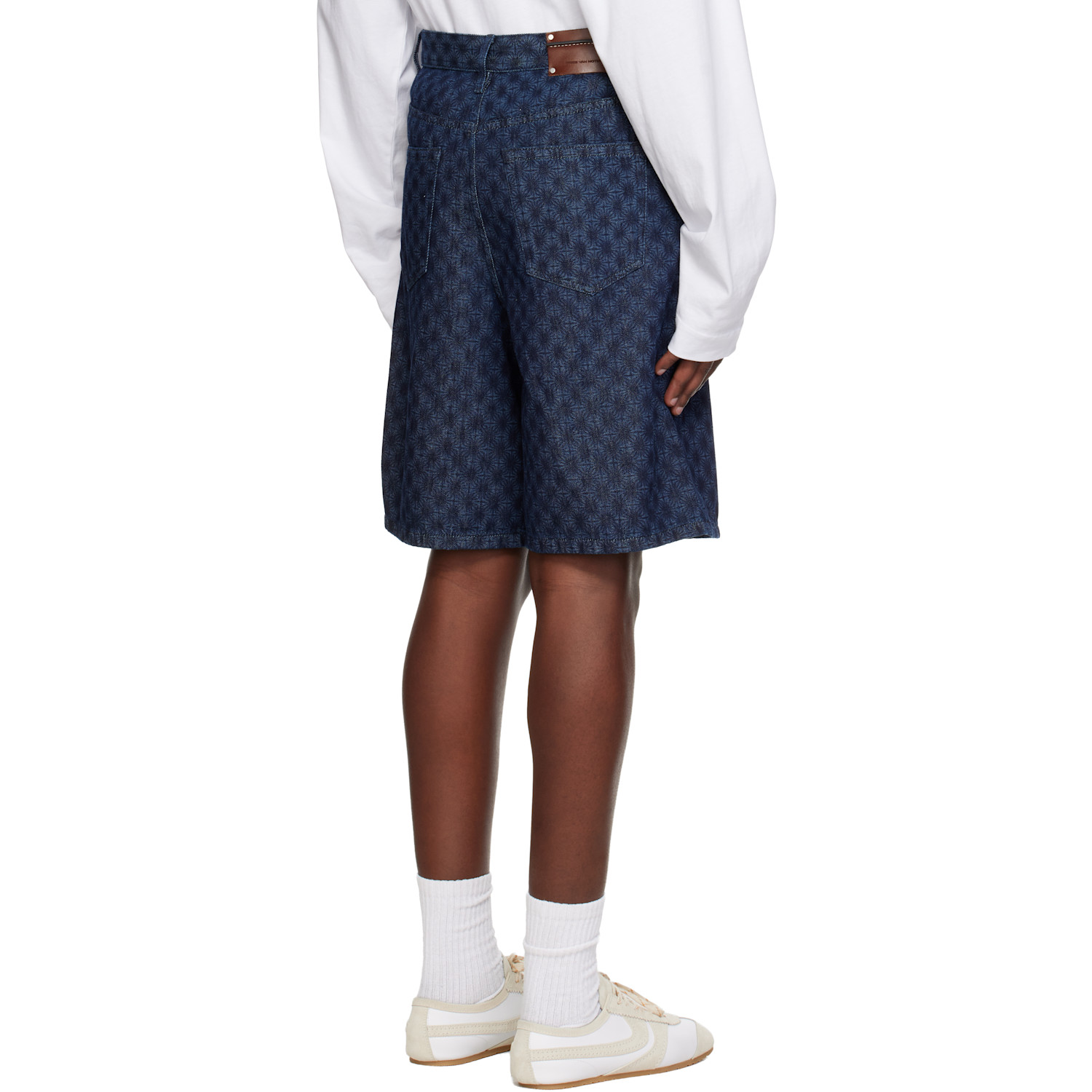  Dries Van Noten Navy Printed Denim Shorts 