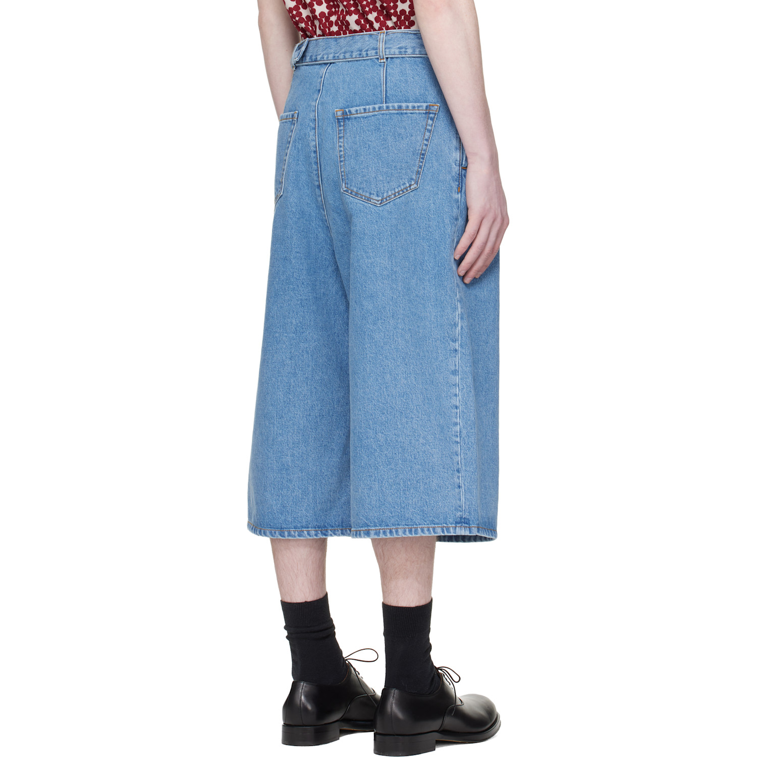  Dries Van Noten Blue Pleated Denim Shorts 