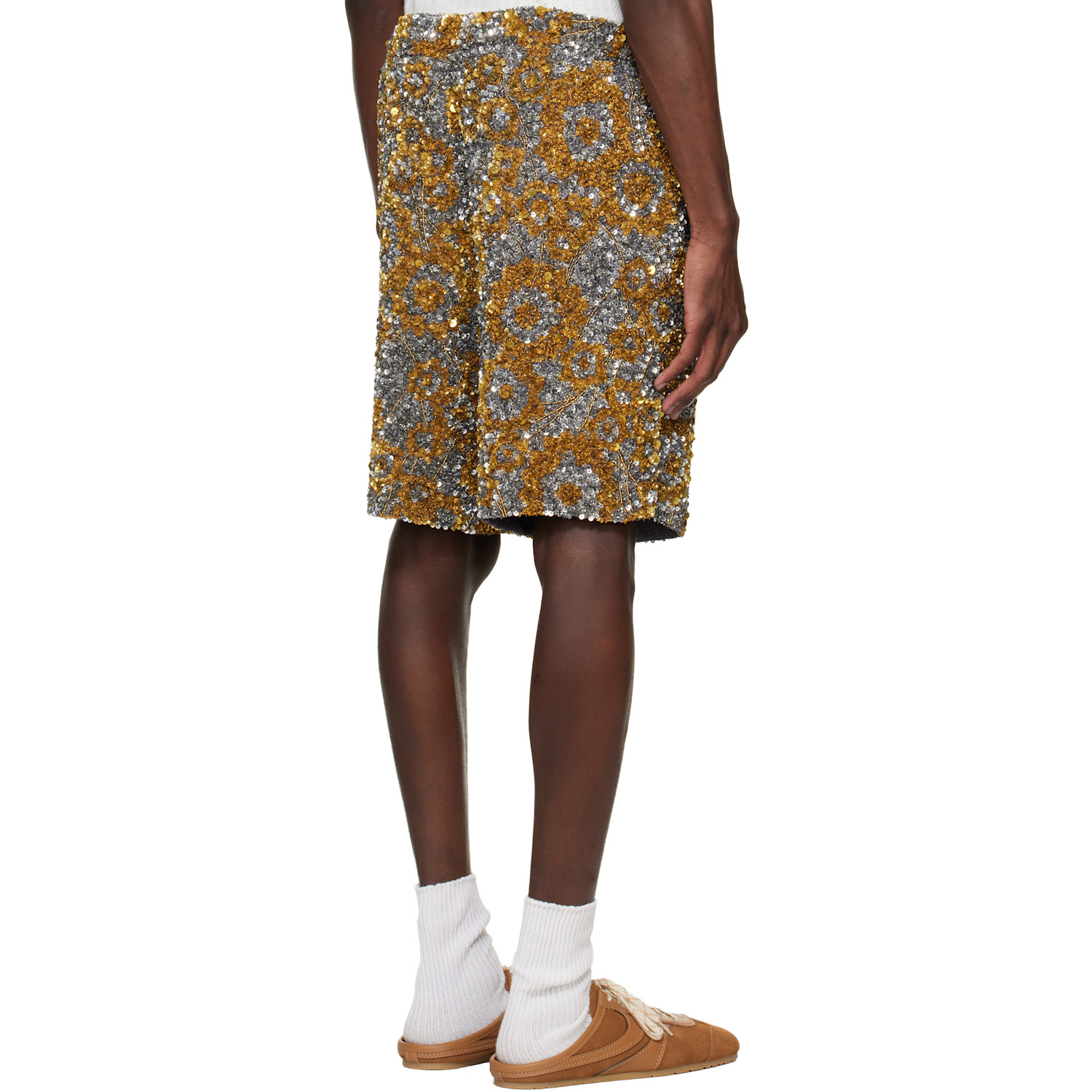  Dries Van Noten Gold & Silver Embroidered Shorts 