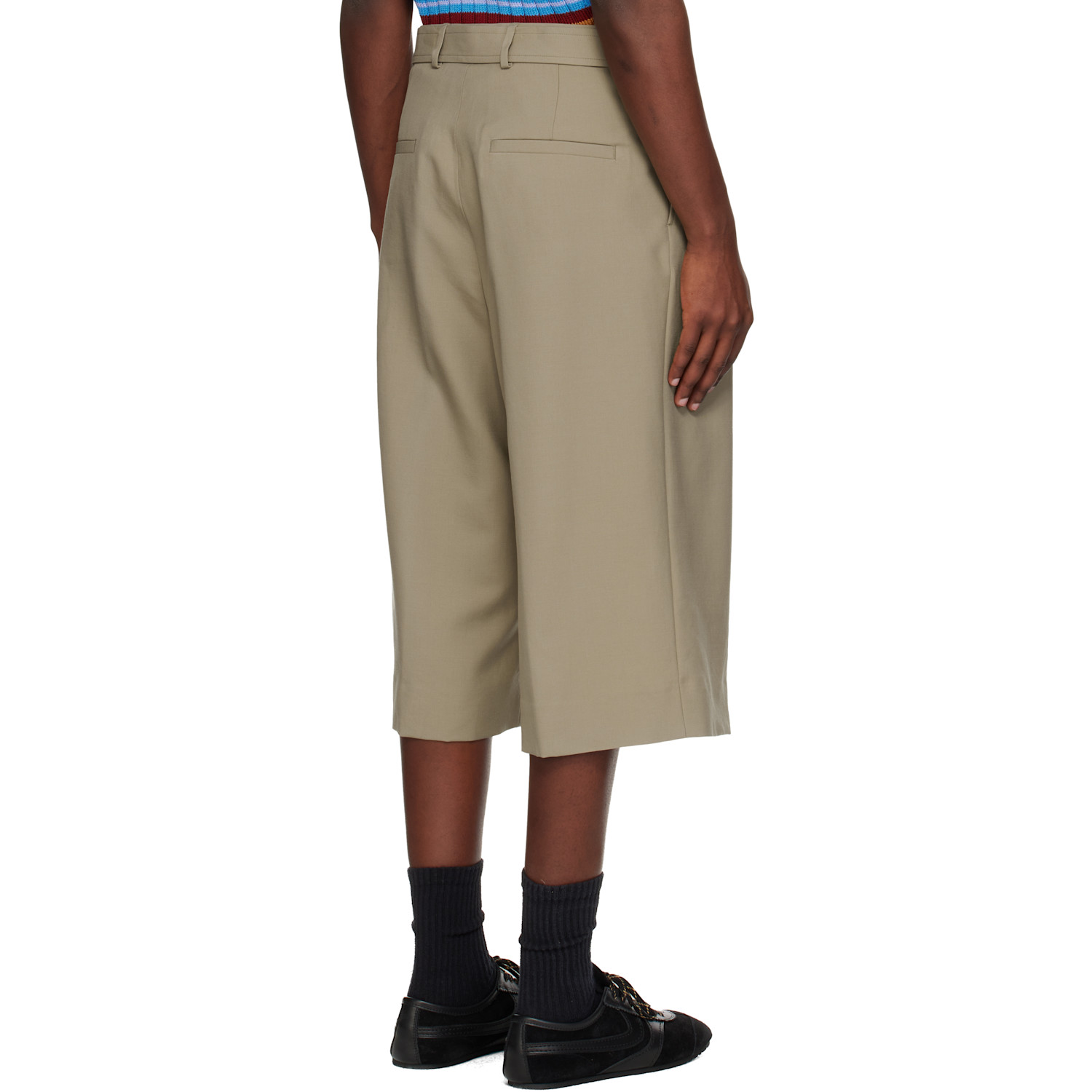  Dries Van Noten Beige Belted Wool Mohair Shorts 