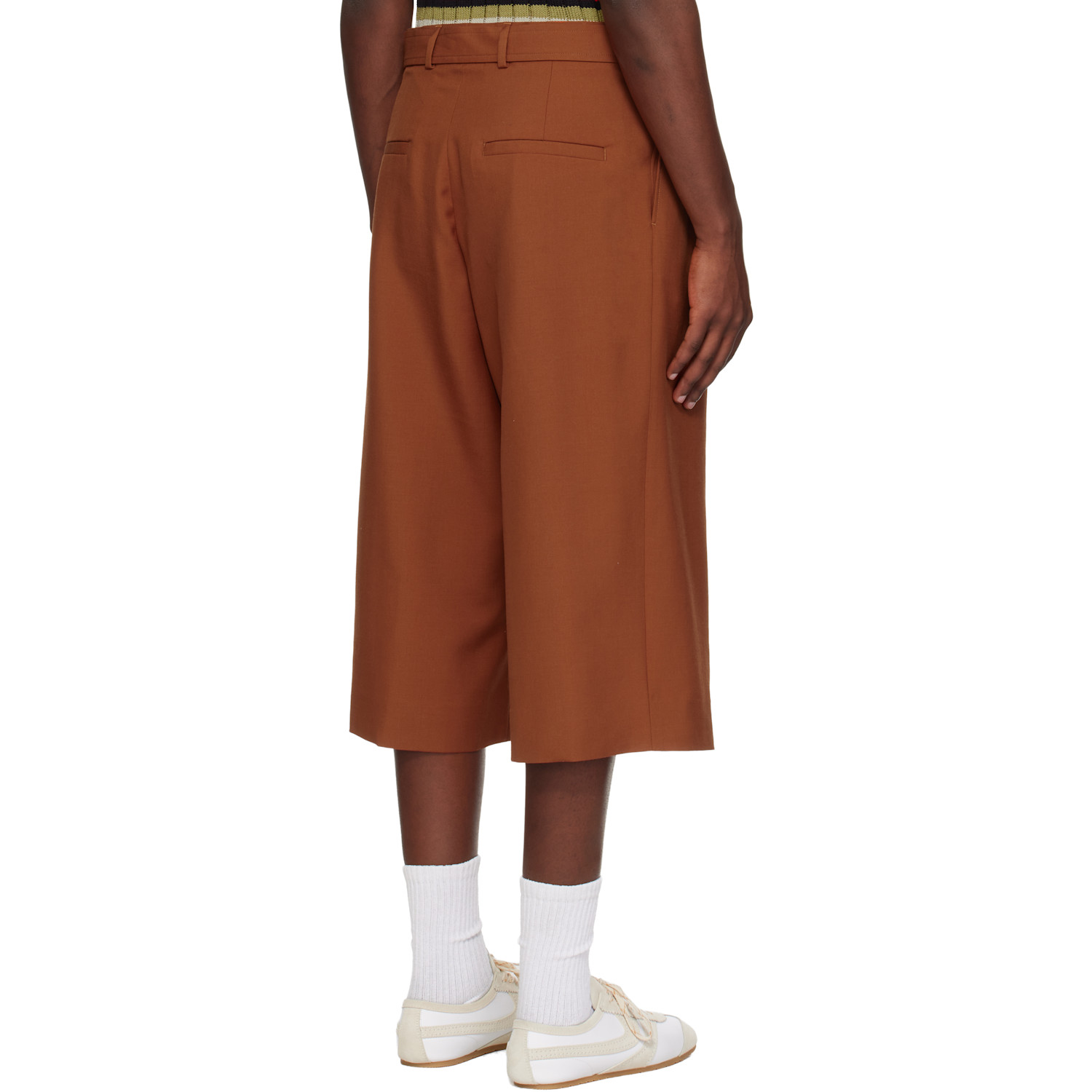  Dries Van Noten Orange Belted Wool Mohair Shorts 