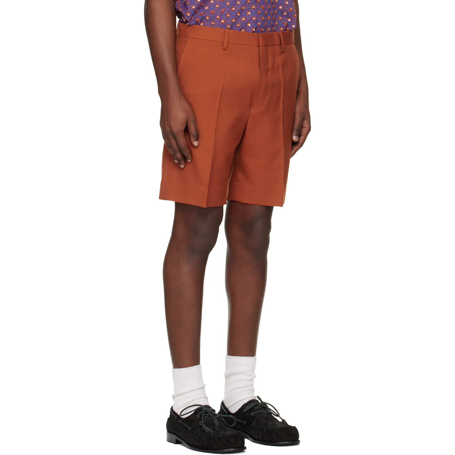  Dries Van Noten Orange Wool Shorts 