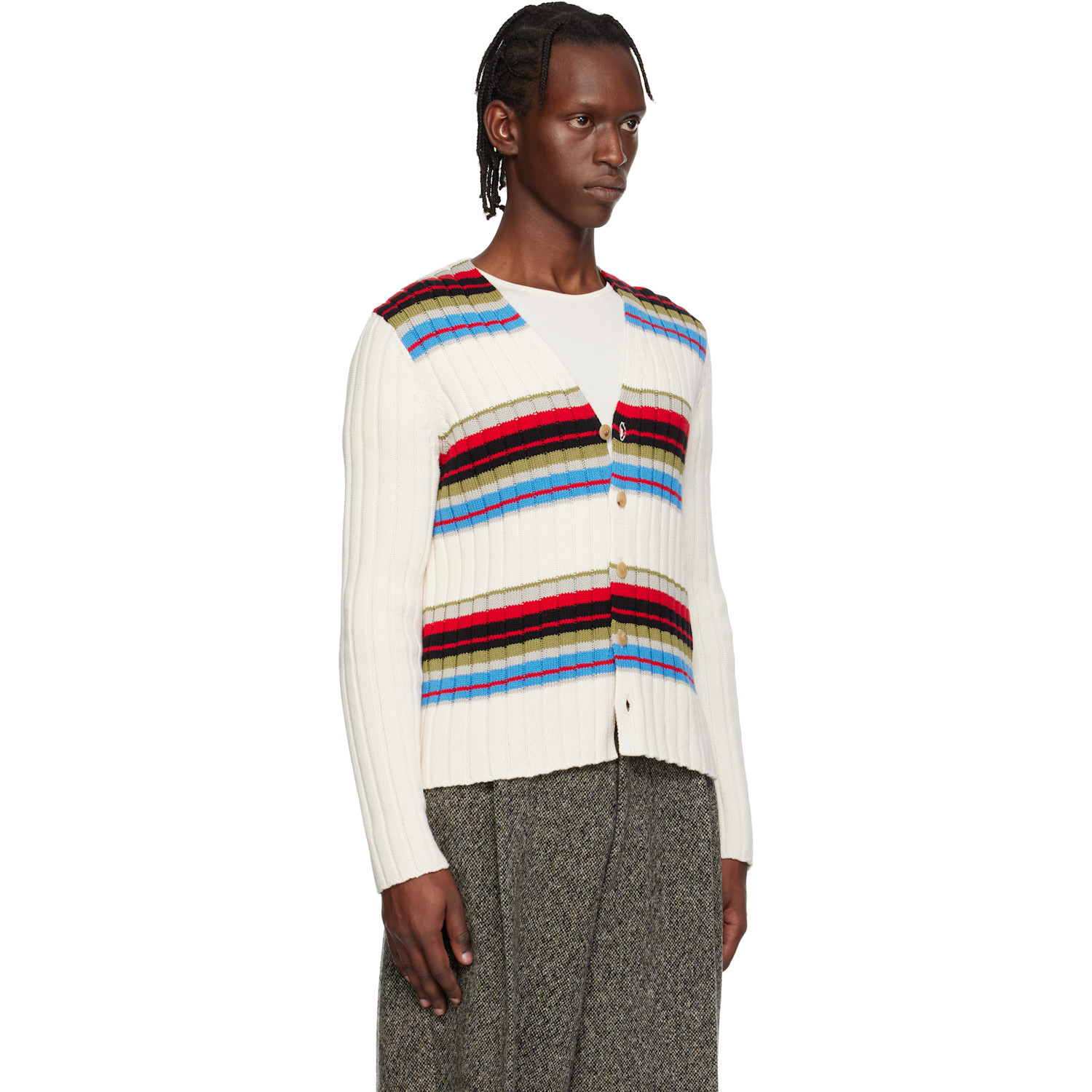  Dries Van Noten Off-white Striped Cardigan 