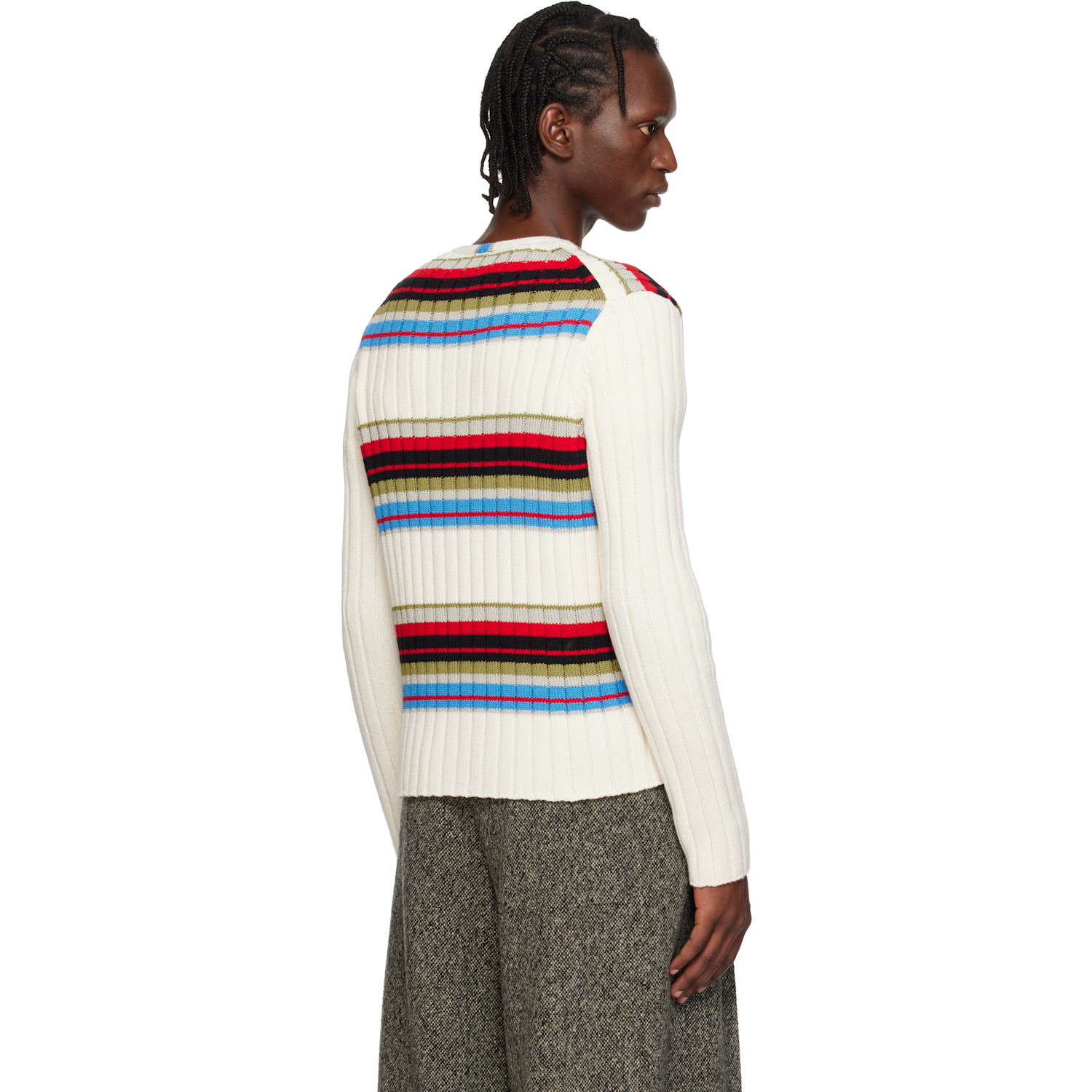  Dries Van Noten Off-white Striped Cardigan 